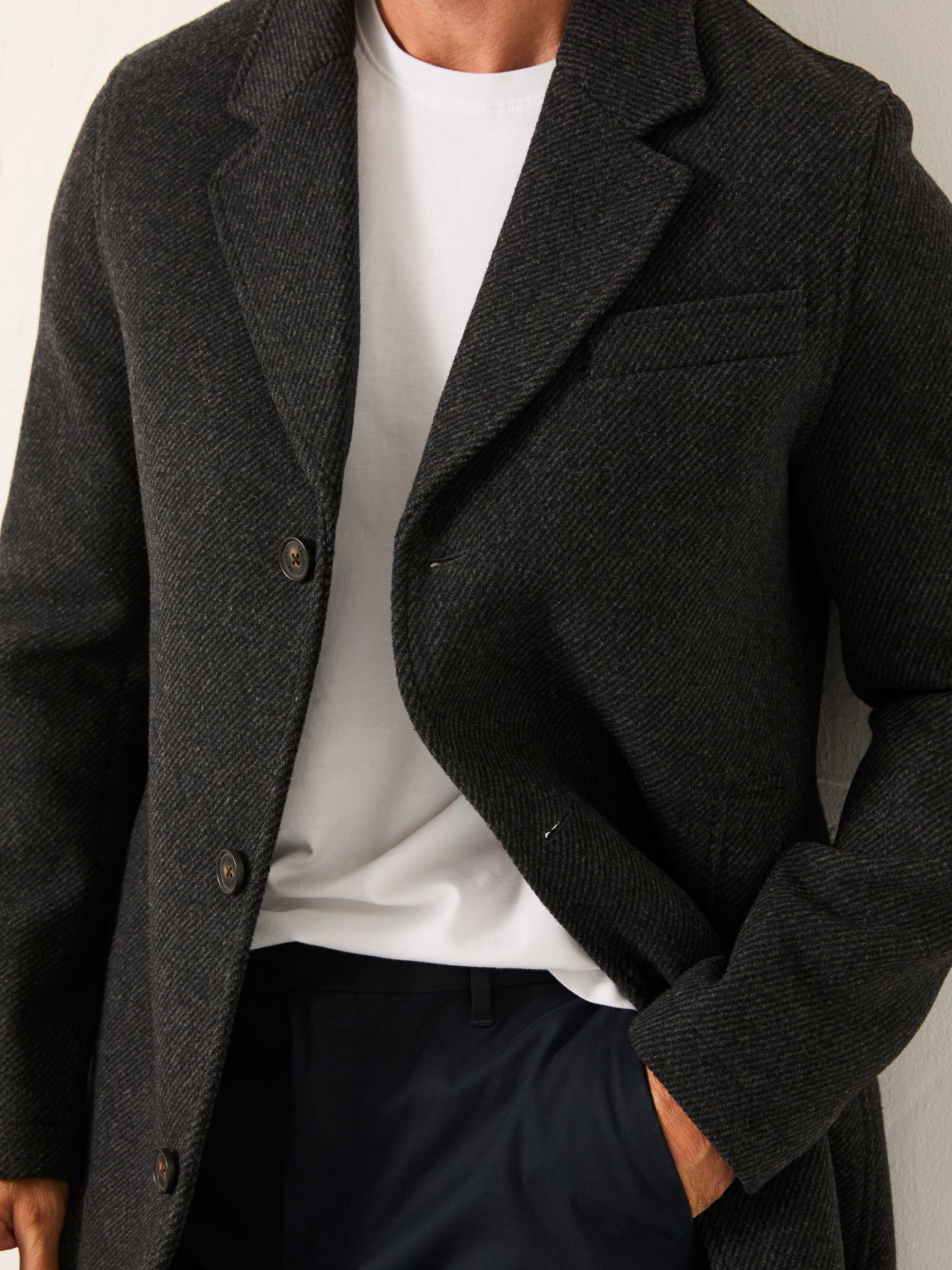 Tabor Dark Grey Single Breasted Wool Mix Topcoat - Image 3 of 5