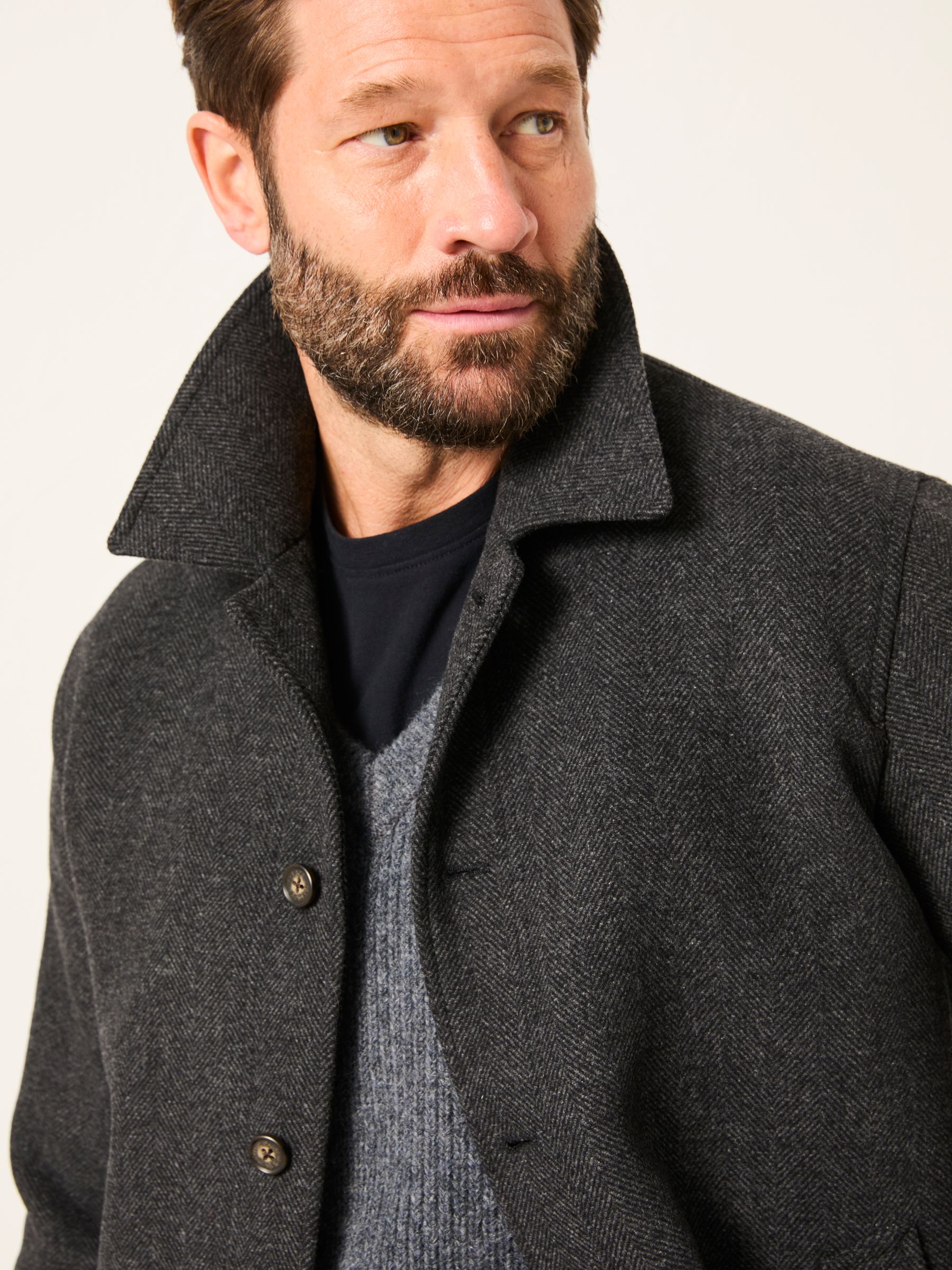 Hadston Dark Grey Wool Mix Jacket | FatFace USA