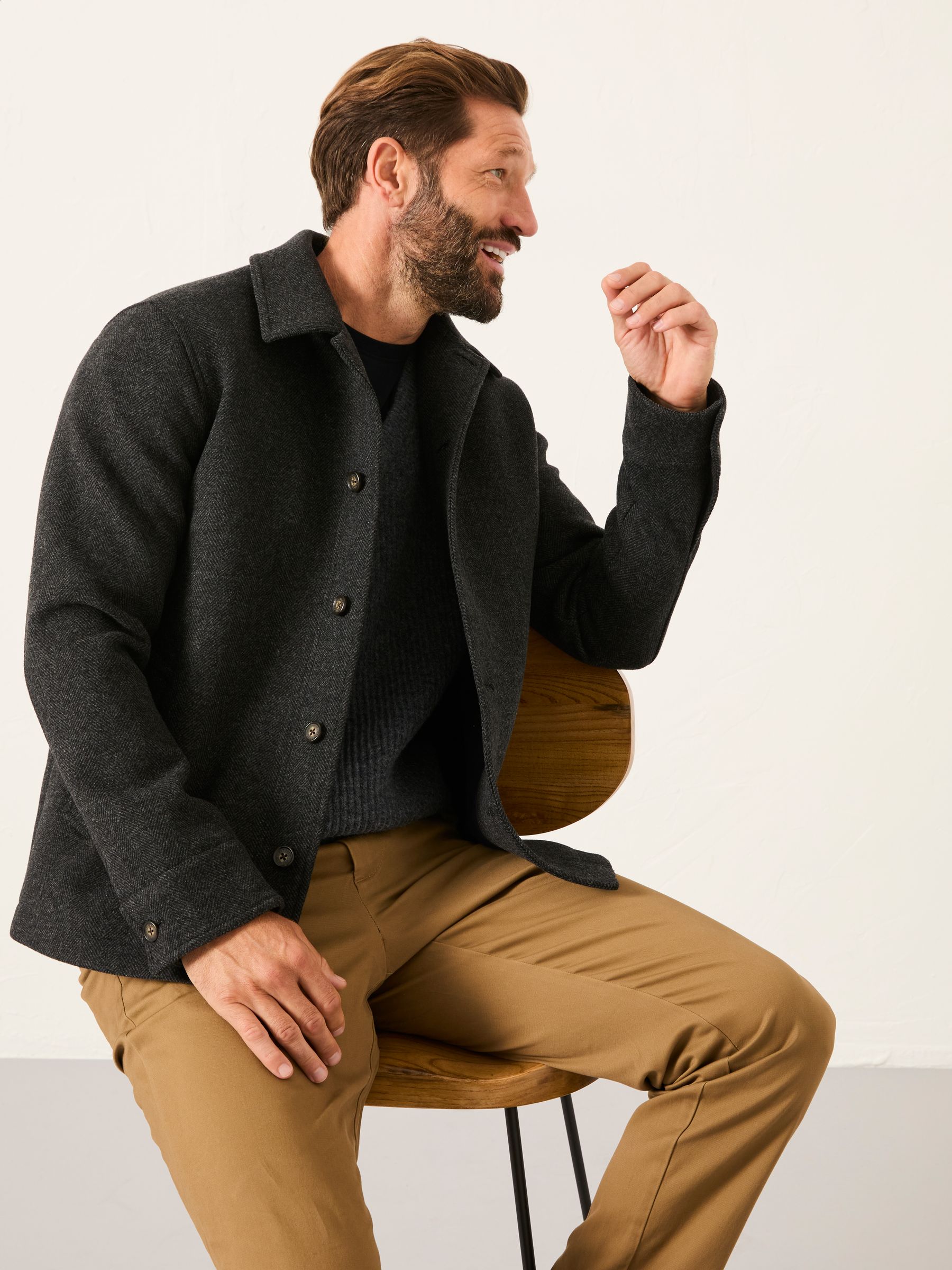 Hadston Dark Grey Wool Mix Jacket | FatFace USA