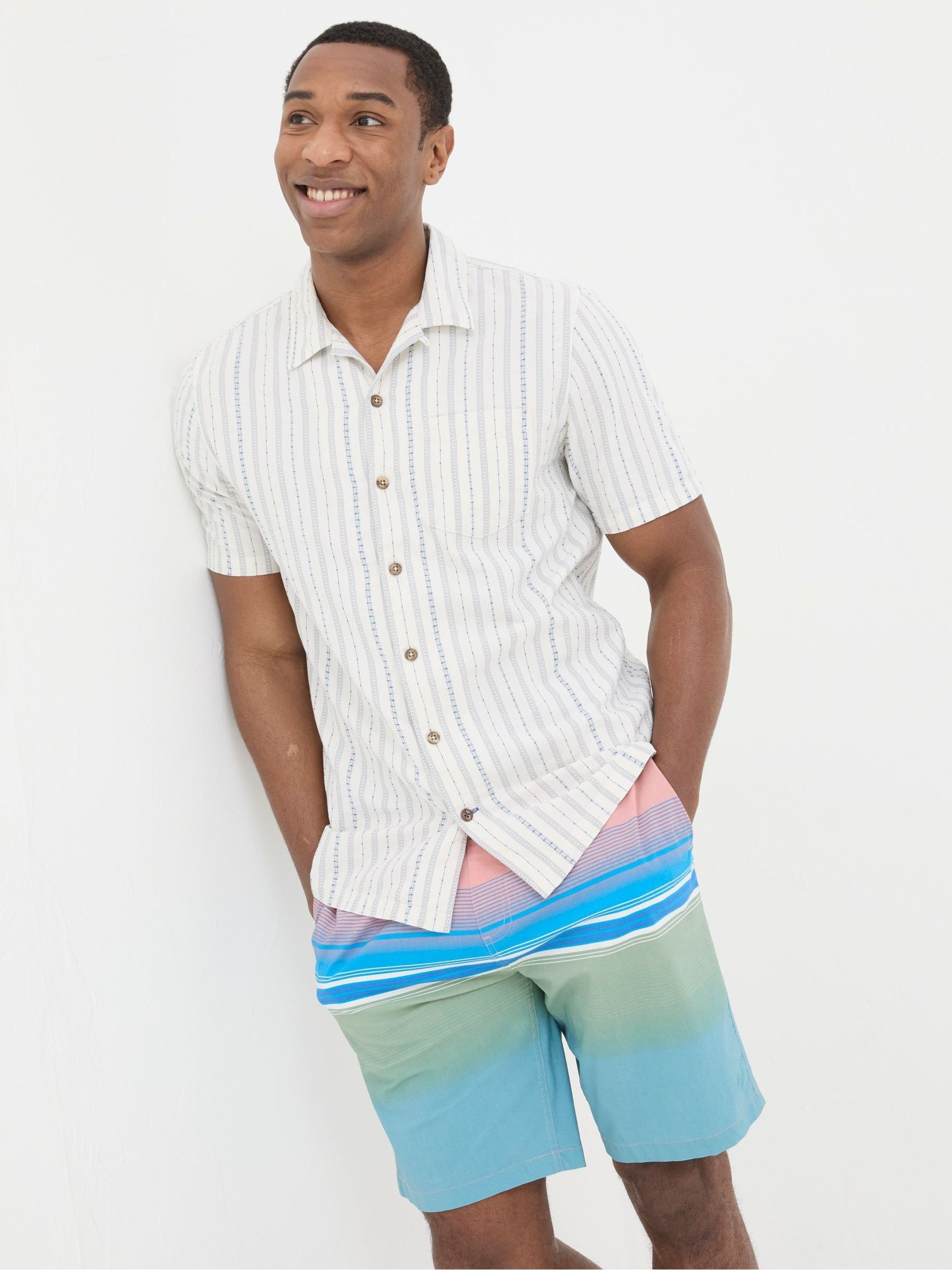 Denford Natural Dobby Stripe Shirt - Image 1 of 5