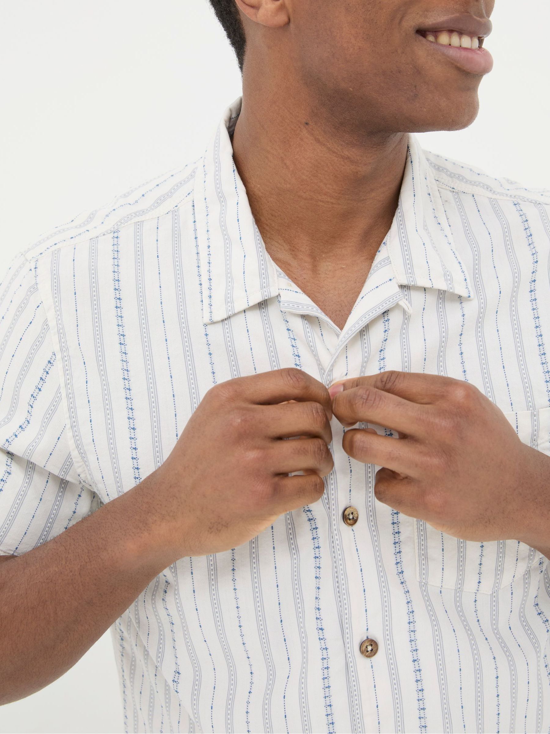 Denford Natural Dobby Stripe Shirt - Image 3 of 5