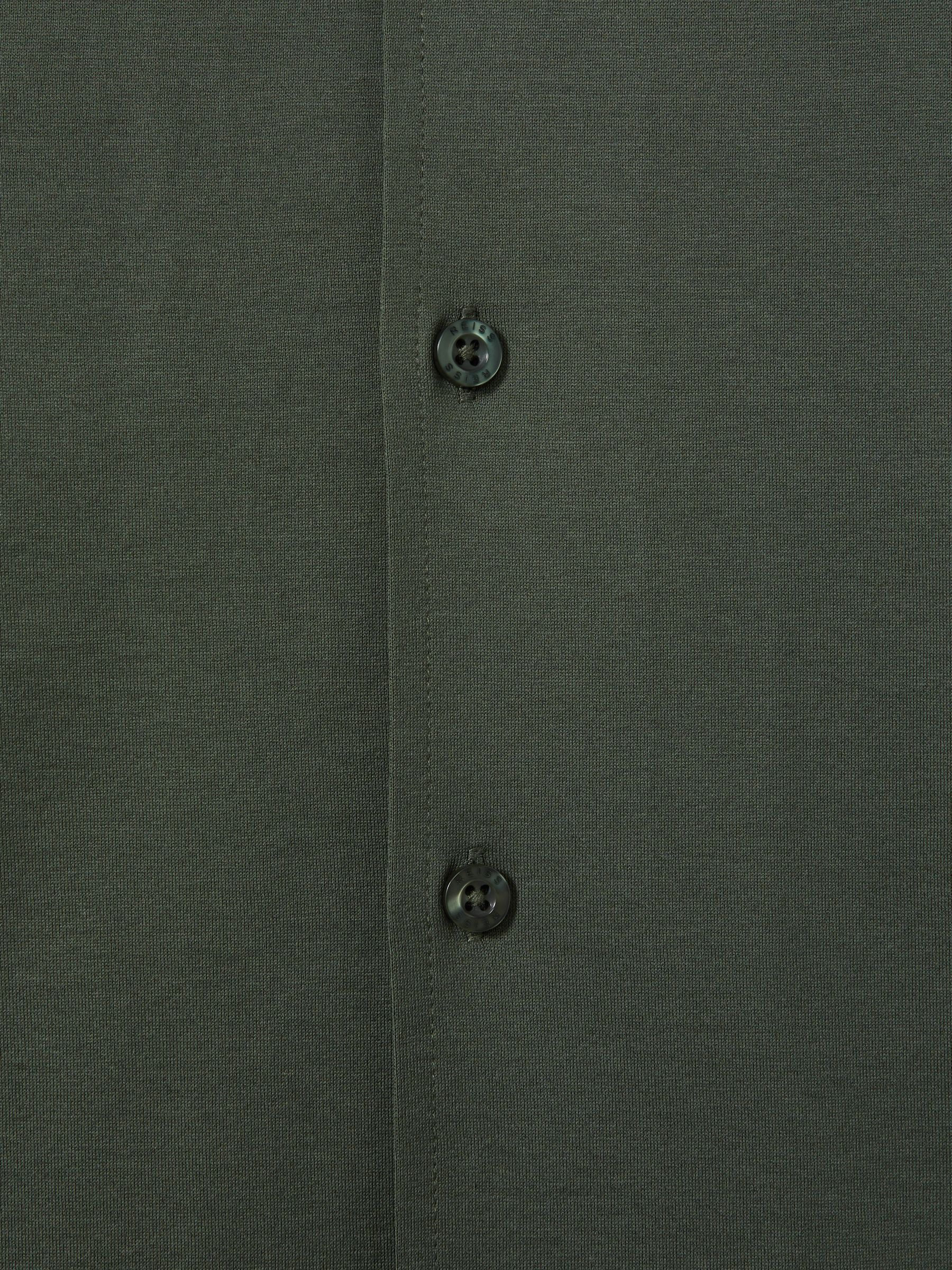 Mercerised 100% Cotton Jersey Cuban Collar Shirt in Hunting Green - Image 5 of 5