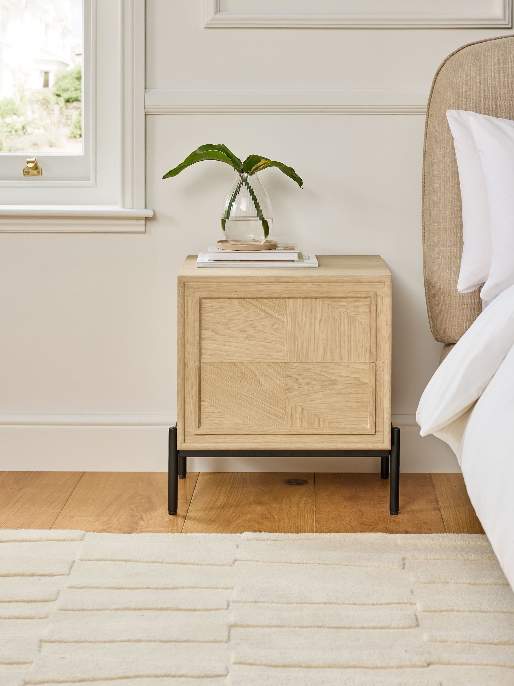 Jasper Conran London Whitewashed Oak Aden Bedside Table - Image 2 of 5