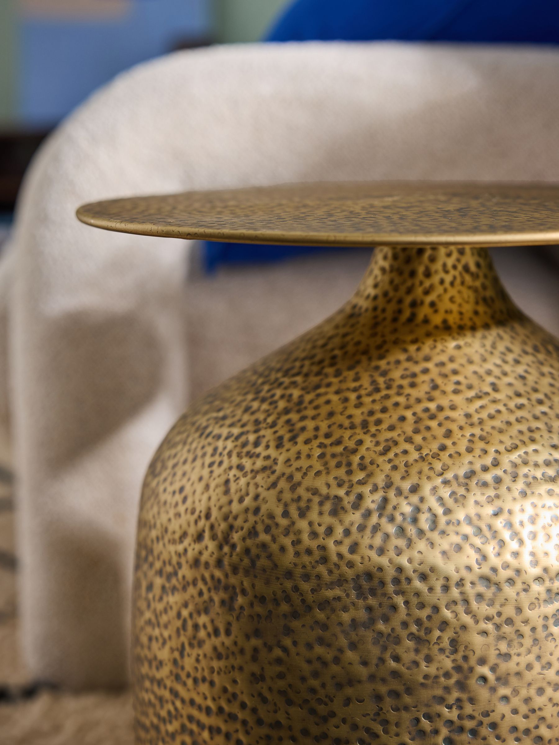 Zuri Side Table in Hammered Brass | Made