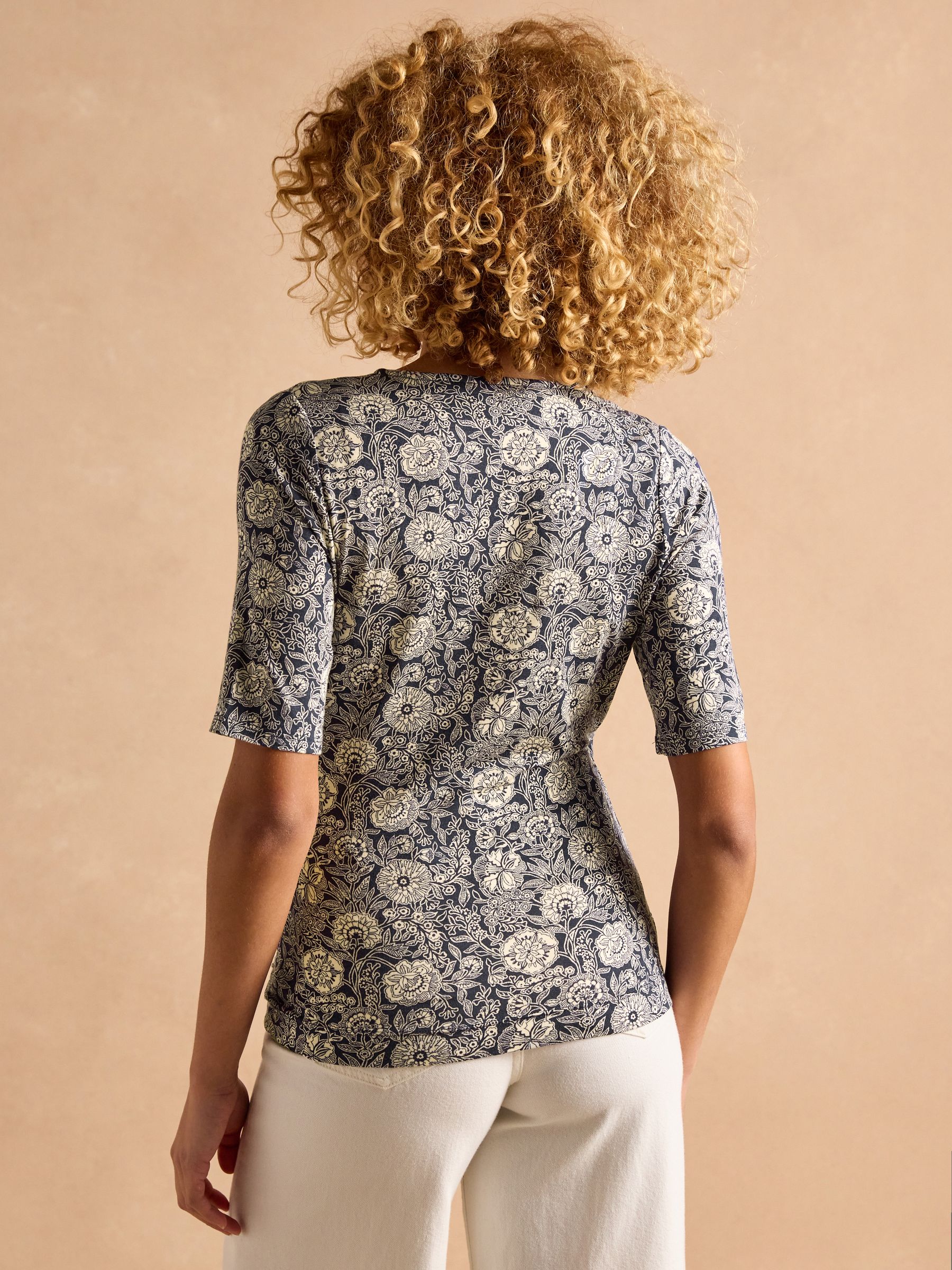 Nia Blue Wrap Front Jersey Top - Image 2 of 8
