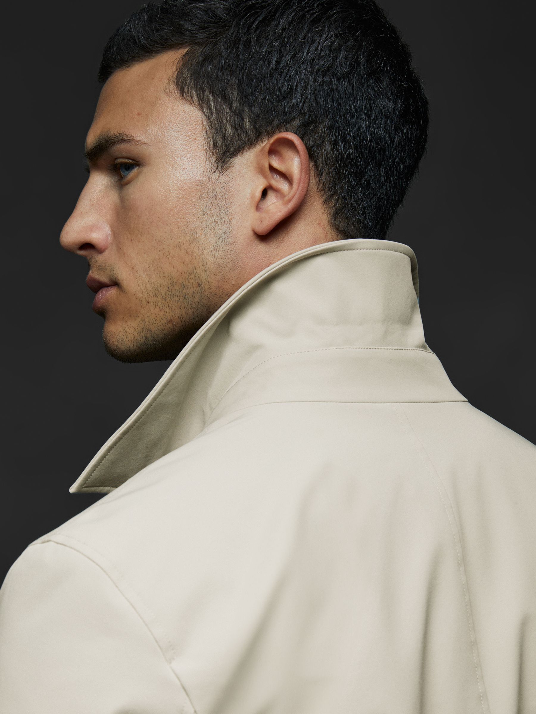Elasticated Hem Harrington Jacket in Stone - Image 3 of 5
