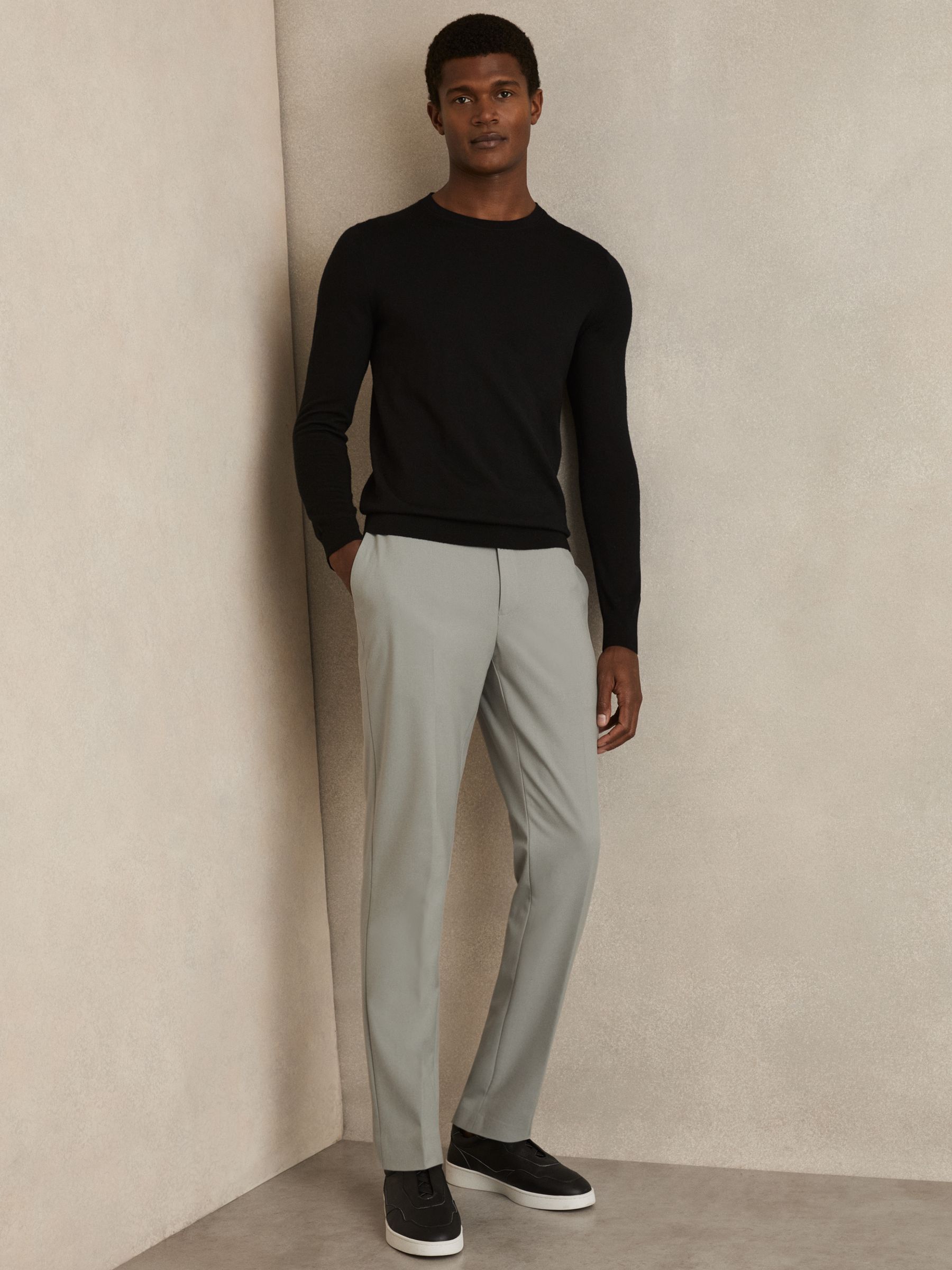 Slim-Fit Drawstring Trousers in Sage - Image 1 of 6