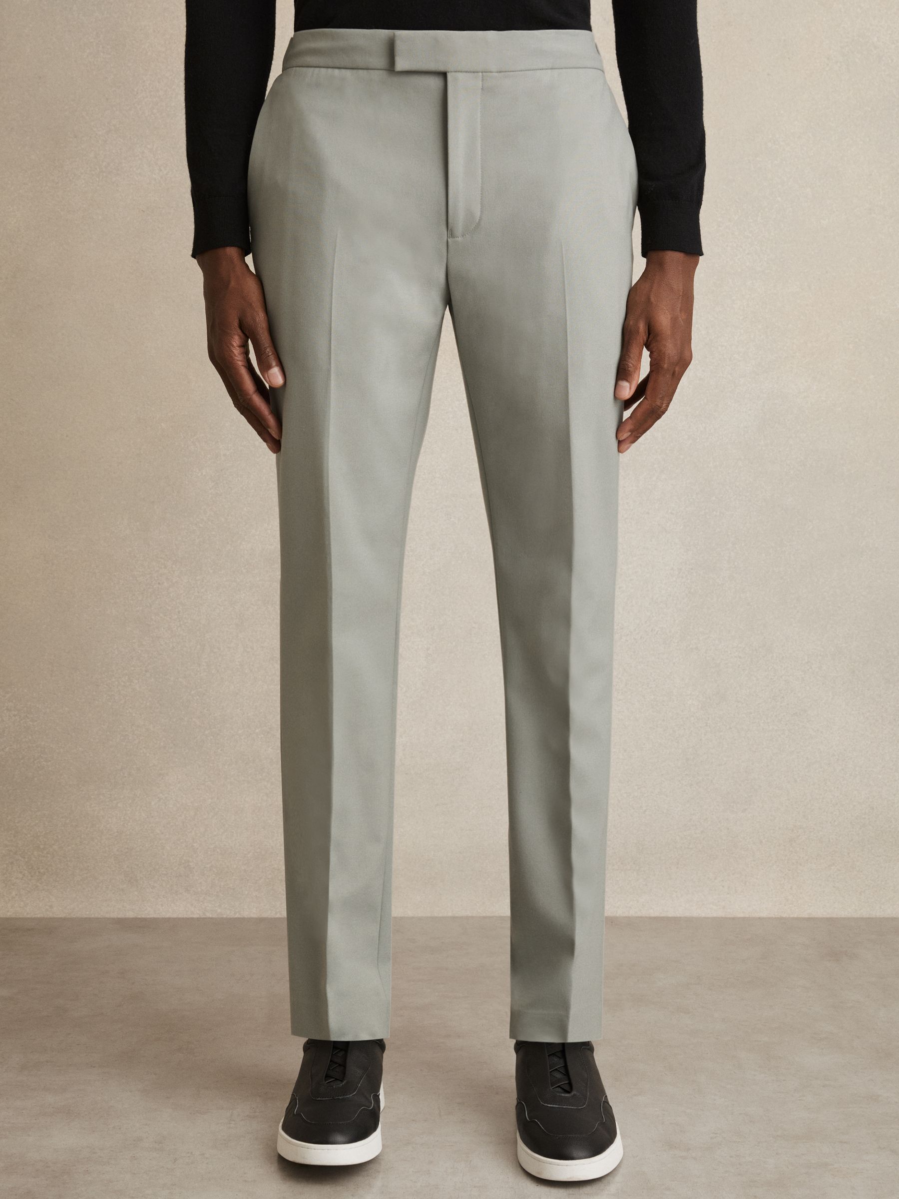Slim-Fit Drawstring Trousers in Sage - Image 3 of 6
