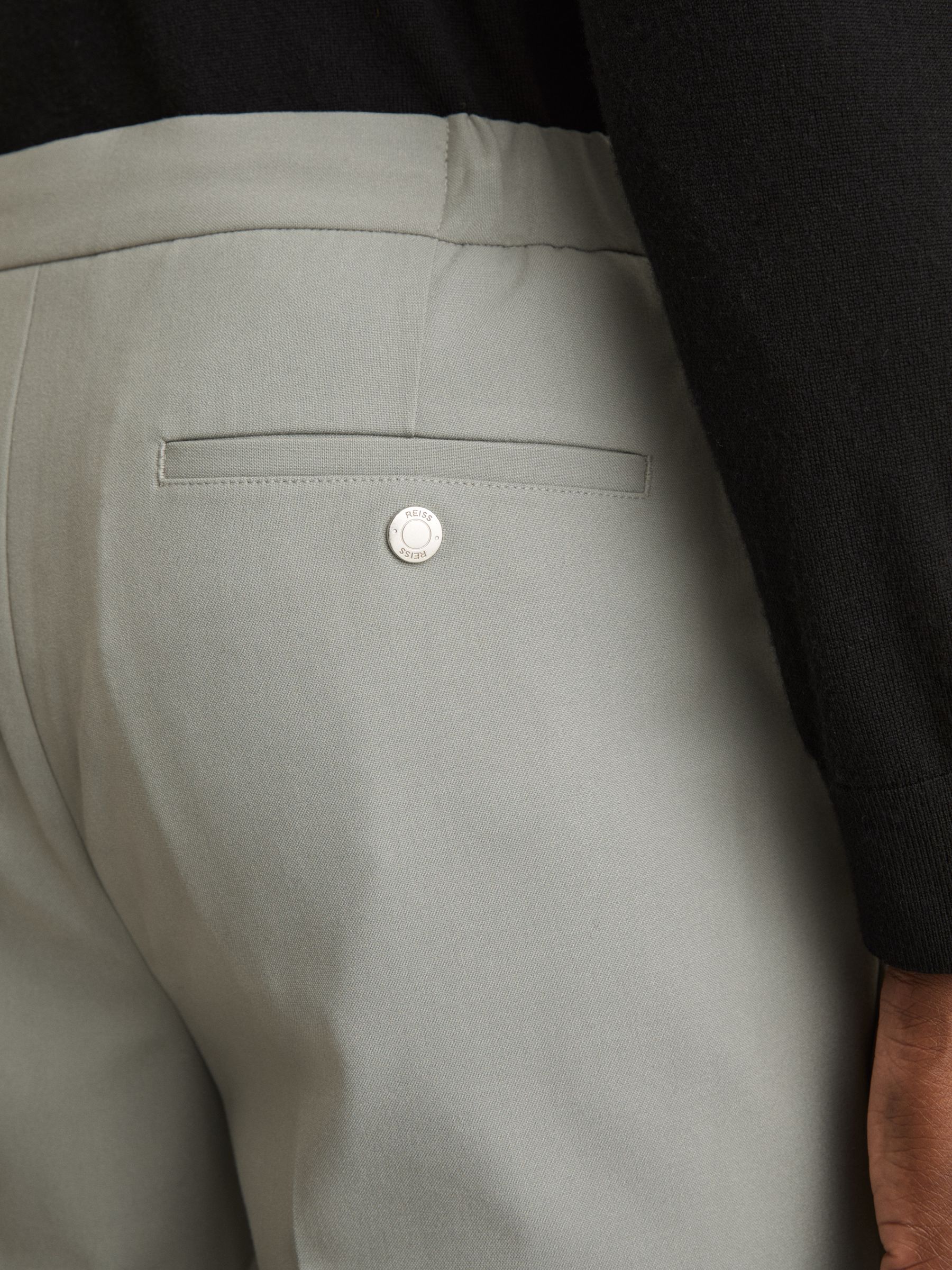 Slim-Fit Drawstring Trousers in Sage - Image 4 of 6