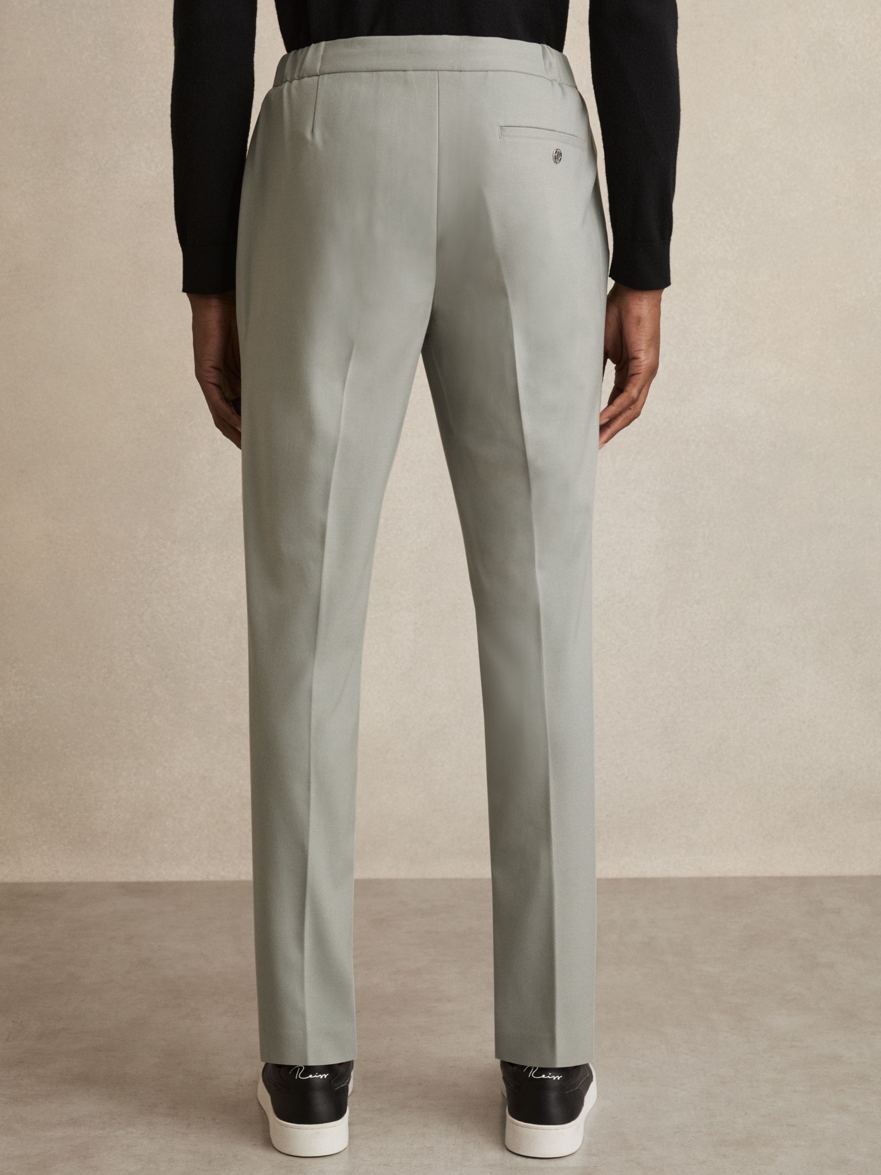 Slim-Fit Drawstring Trousers in Sage - Image 5 of 6
