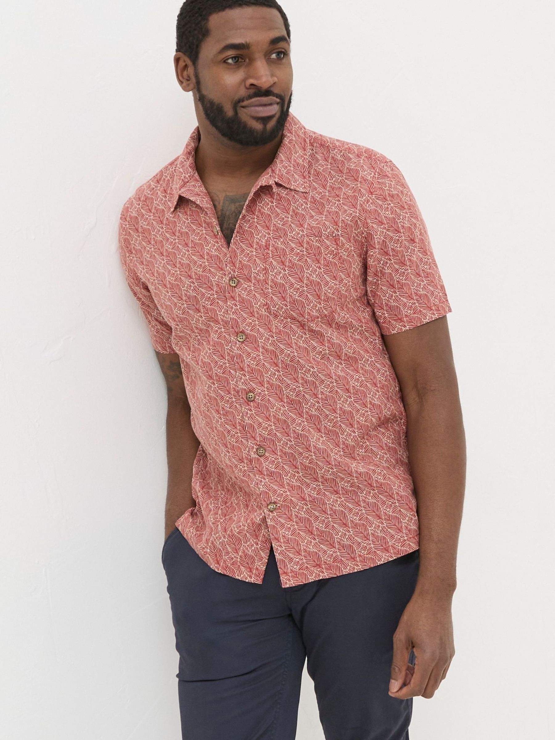 Dempsey Red Leaf Print Shirt - Image 4 of 8 Dempsey Red Leaf Print Shirt - Image 4 of 8