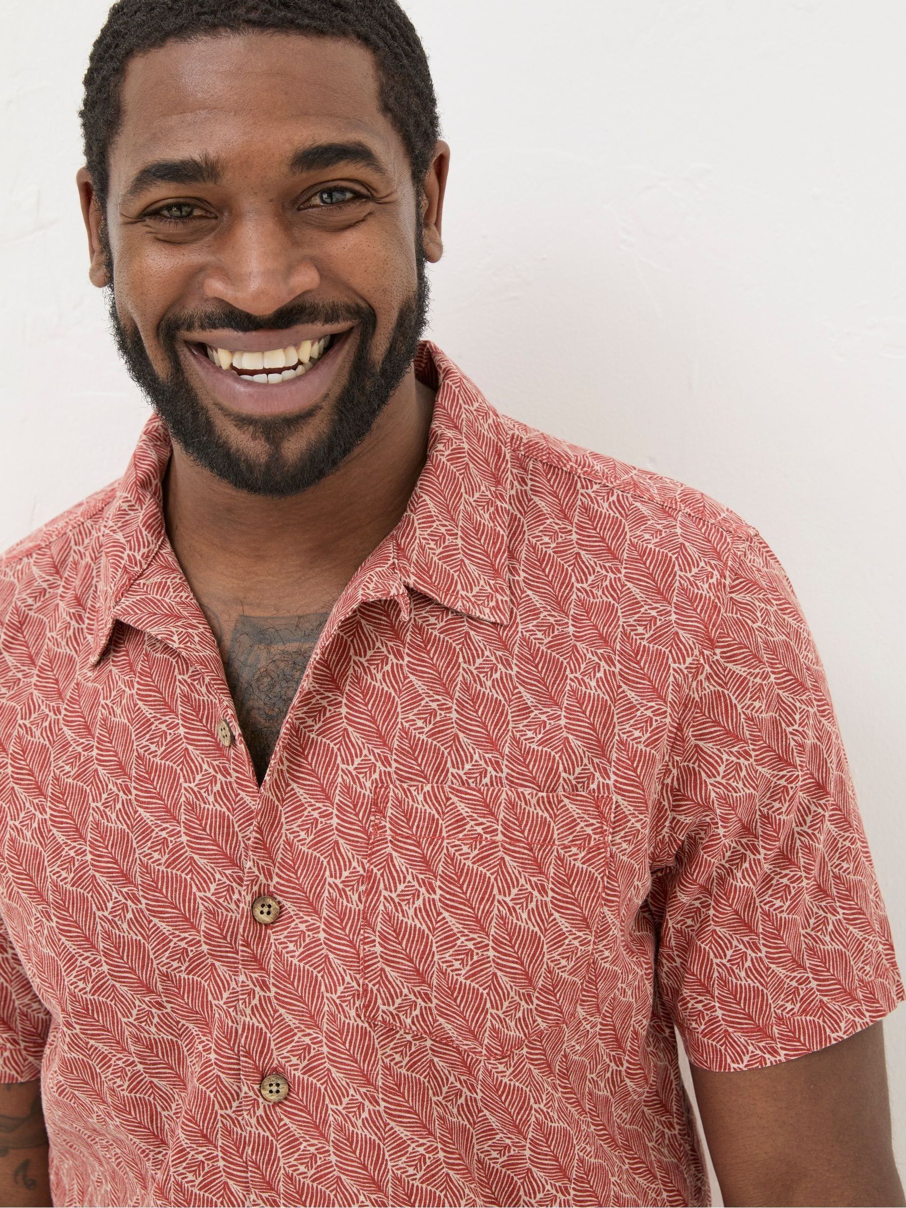 Dempsey Red Leaf Print Shirt - Image 7 of 8