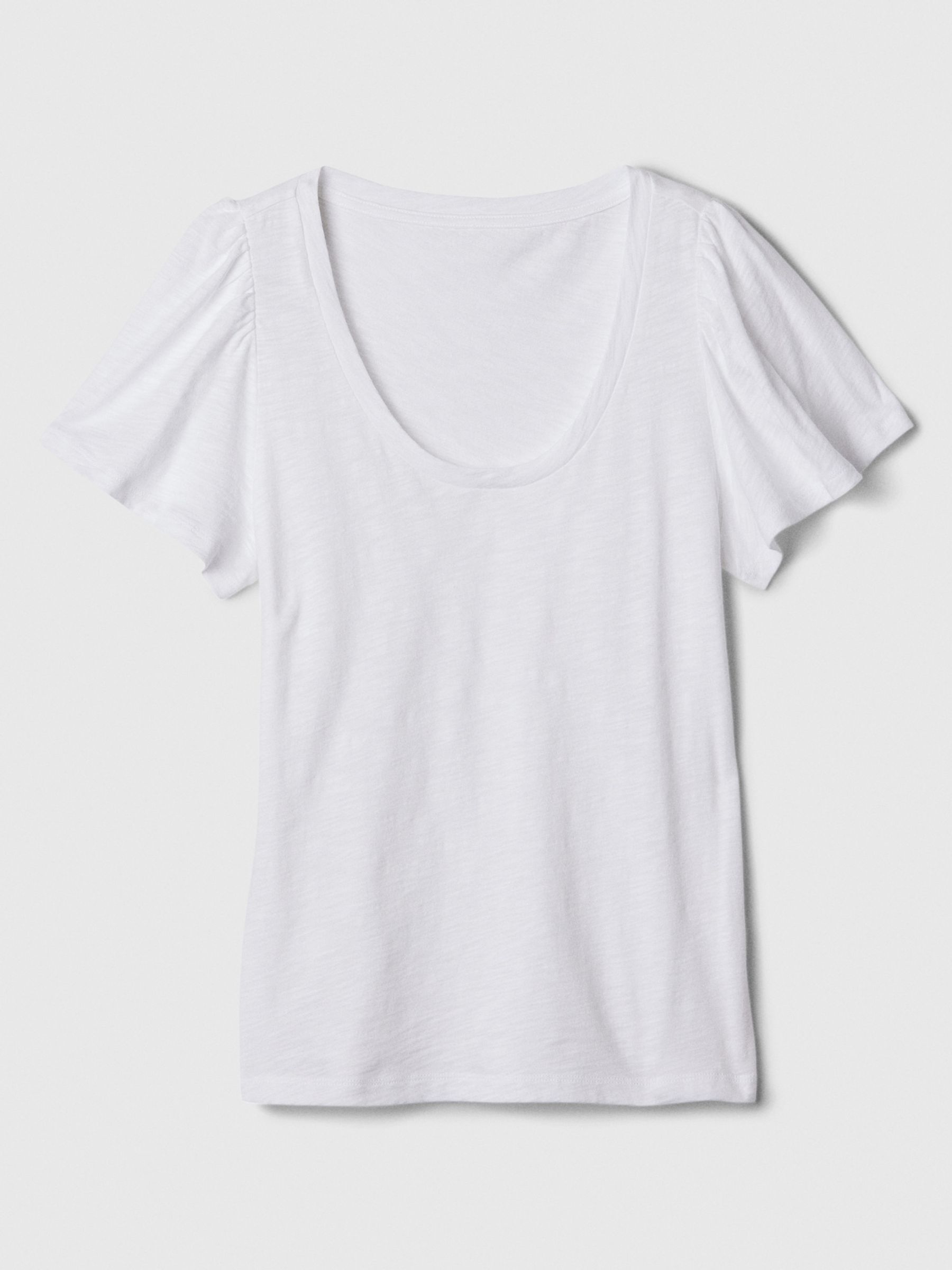 White Cotton Flutter Short Sleeve T-Shirt - Image 5 of 5