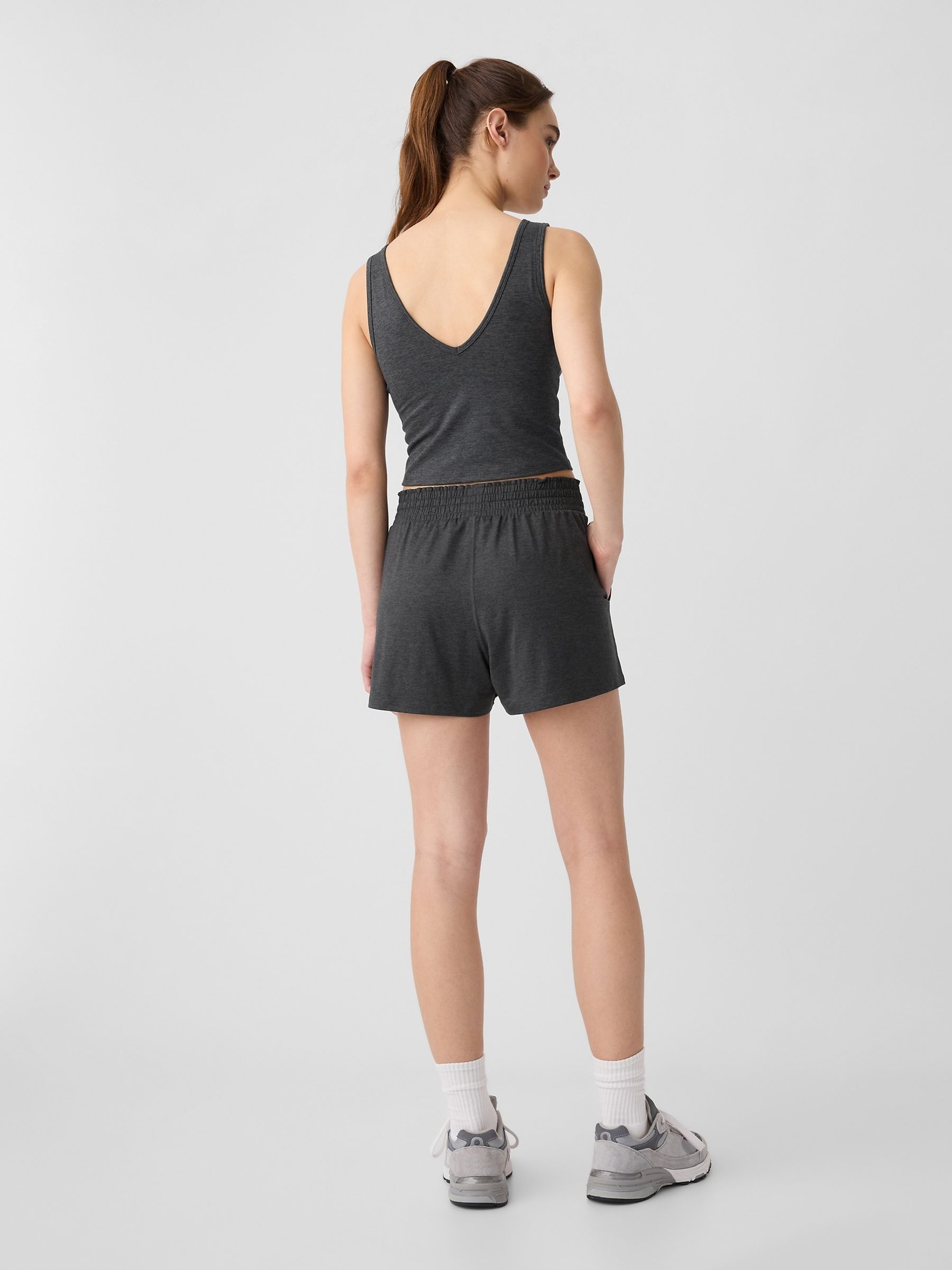 Dark Grey Brushed Jersey Shorts - Image 2 of 5
