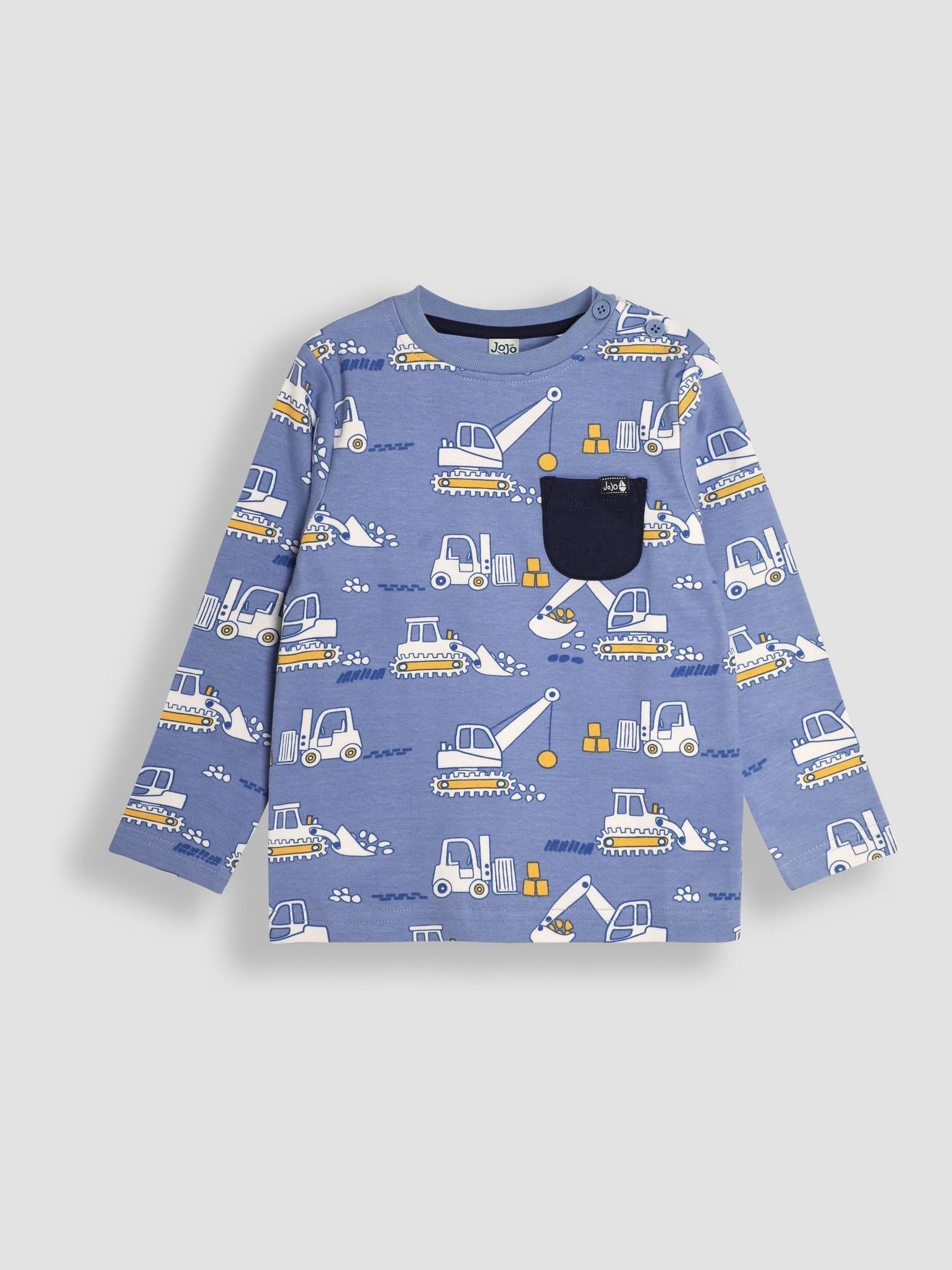 Blue Construction Print & Stripe Long Sleeve 2-Pack Tops - Image 2 of 5
