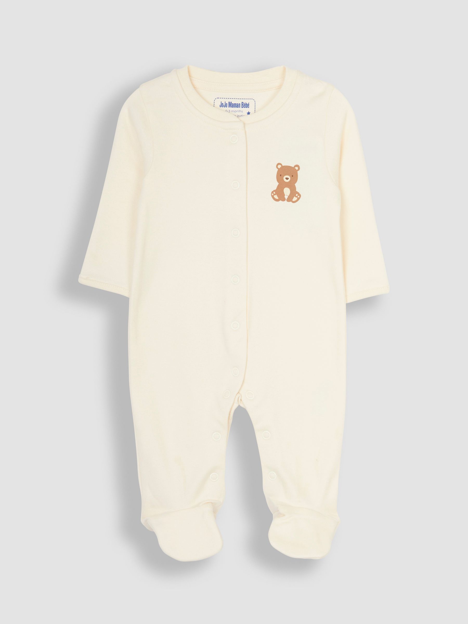 Natural Cream Cotton Footed Animal Print Sleepsuits 3-Pack - Image 2 of 7