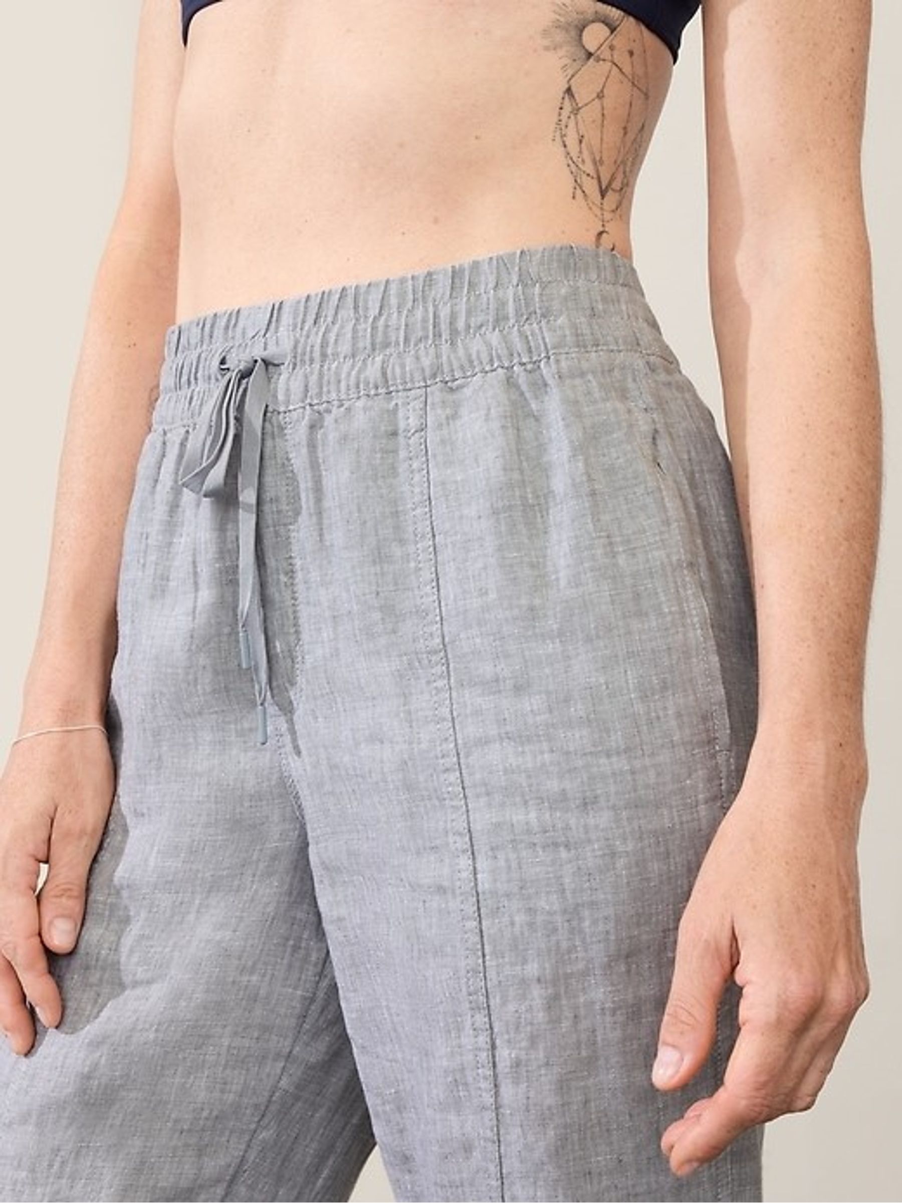 Athleta Grey Retreat Linen Ankle Trousers - Image 2 of 2