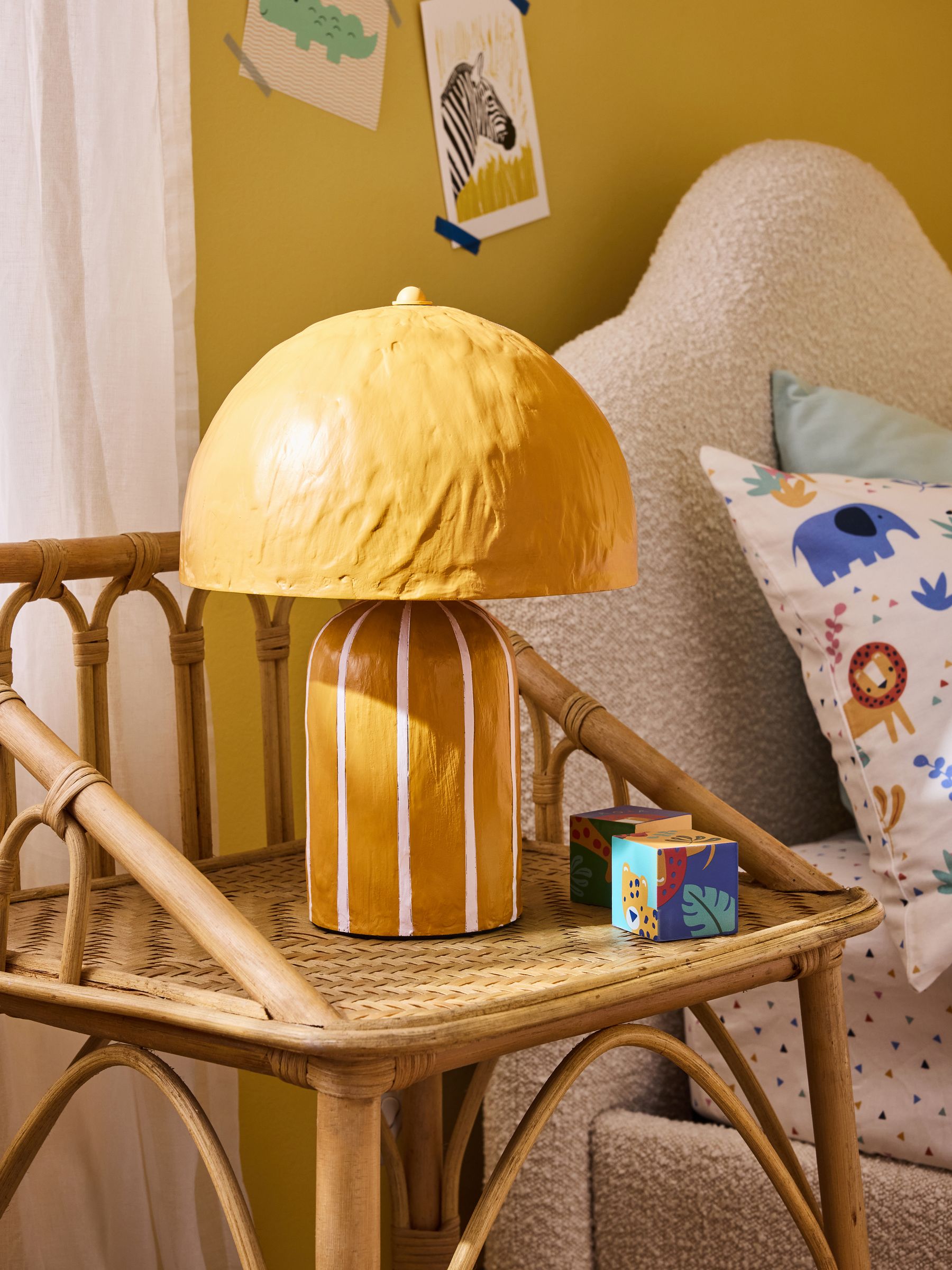 Ochre/Cream Asta Striped Table Lamp - Image 2 of 5