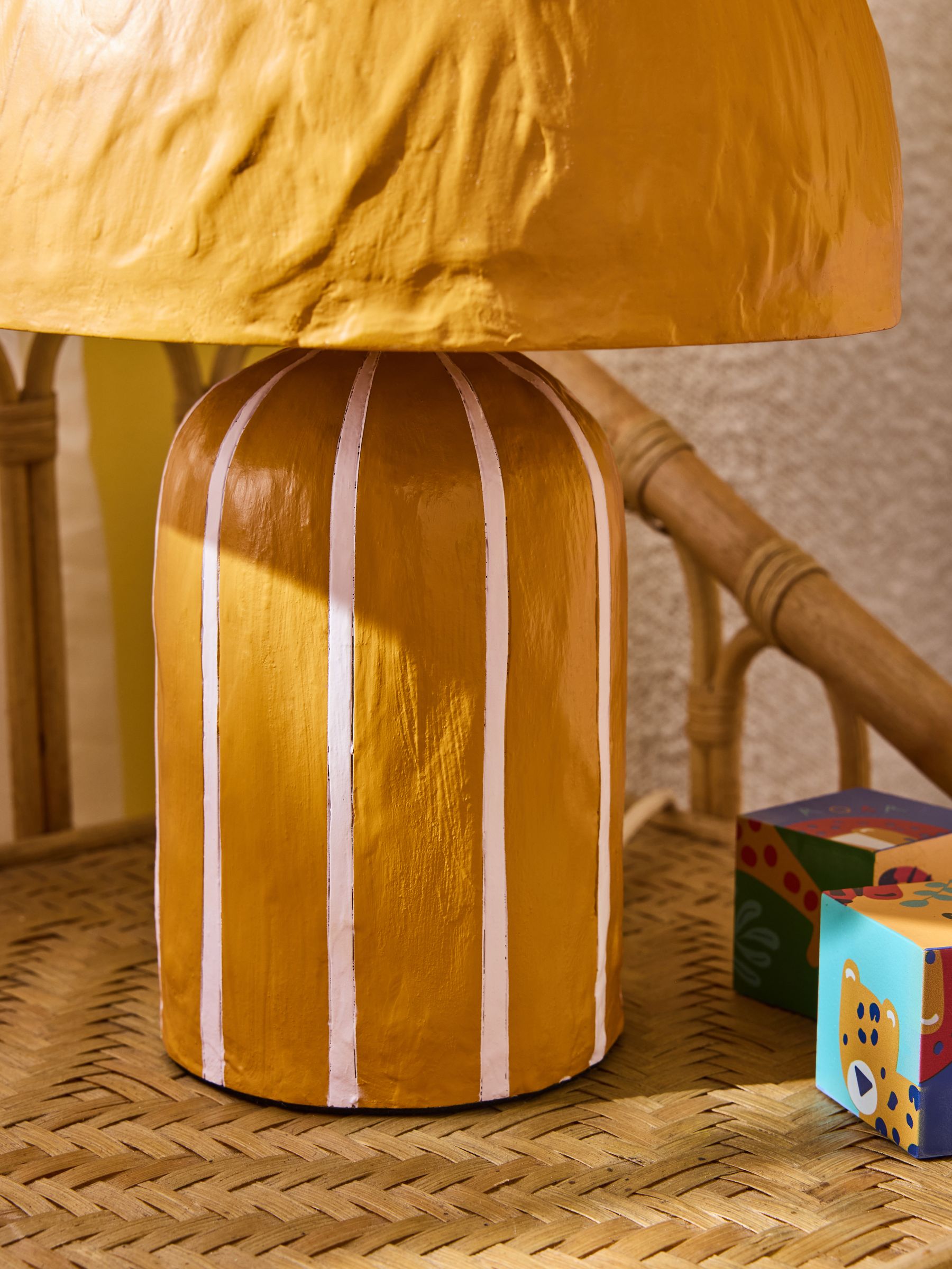 Ochre/Cream Asta Striped Table Lamp - Image 3 of 5