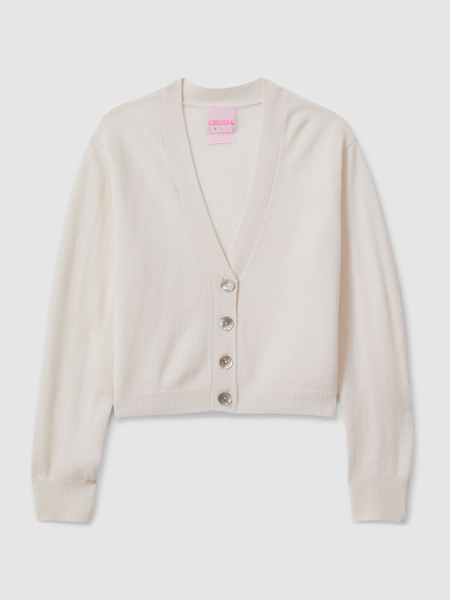 CRUSH Collection Cashmere Cardigan in White - Image 2 of 5