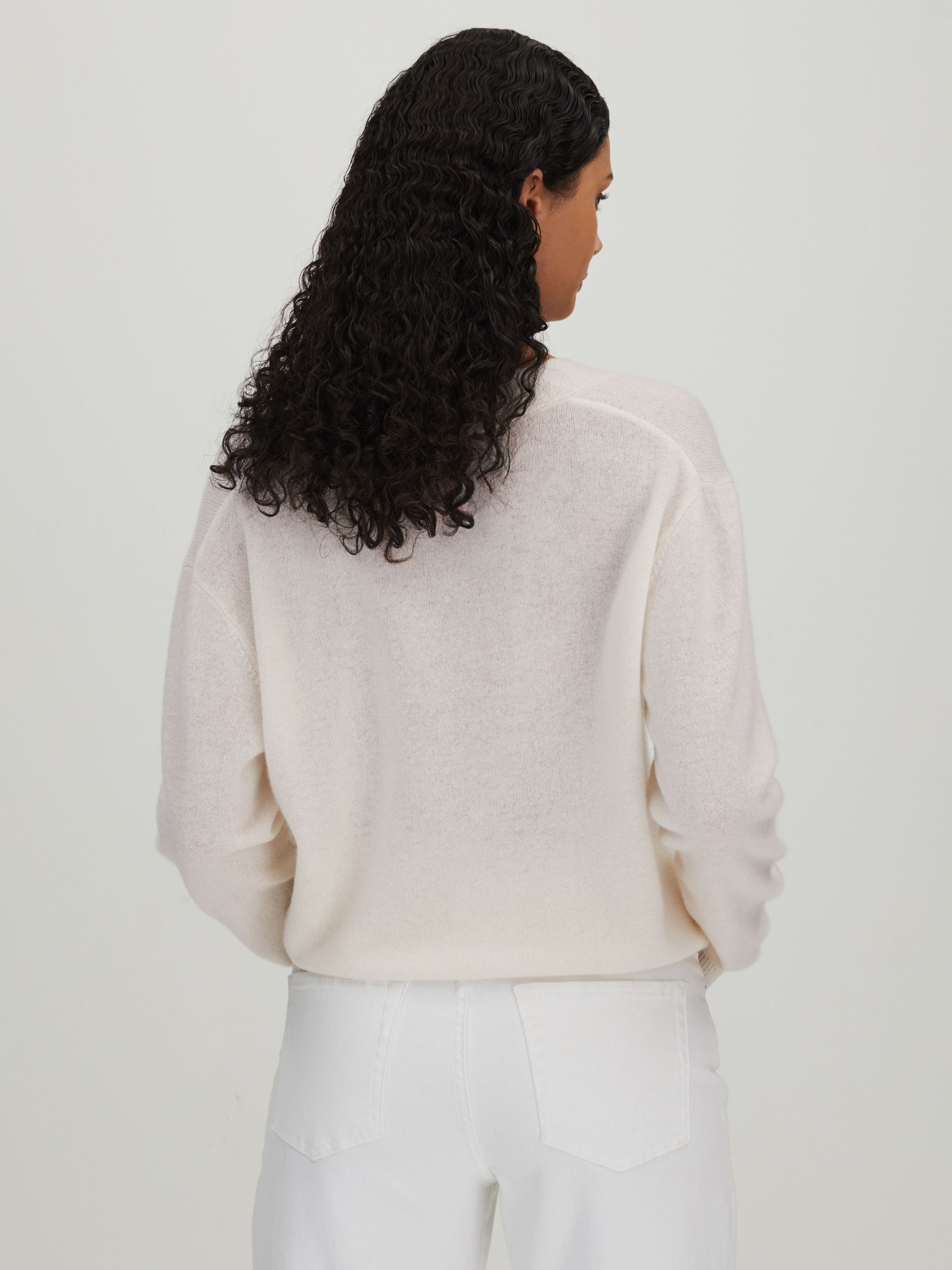 CRUSH Collection Cashmere Cardigan in White - Image 4 of 5