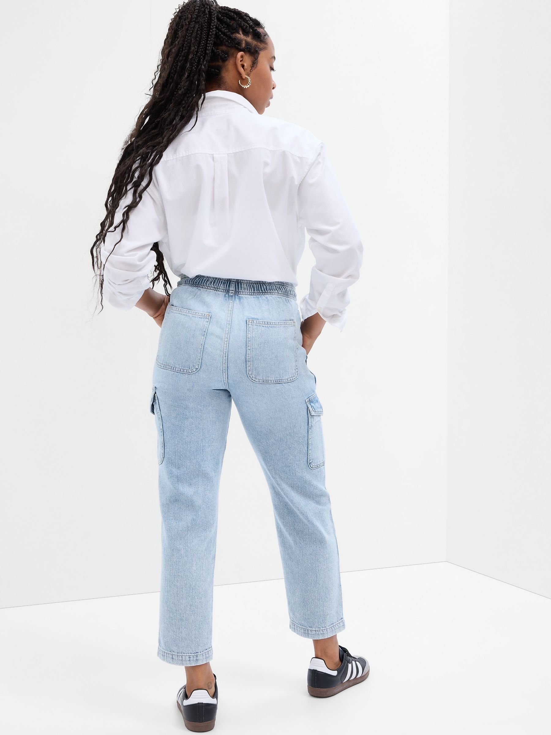 Blue Mid Rise Easy Cargo Jeans - Image 2 of 5