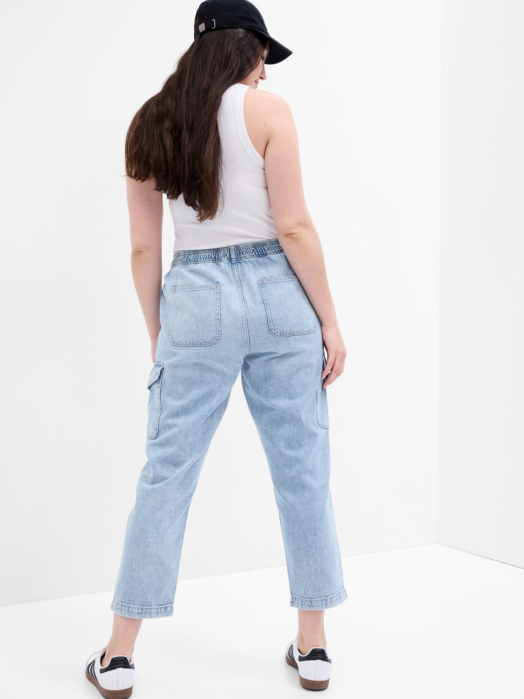 Blue Mid Rise Easy Cargo Jeans - Image 4 of 5