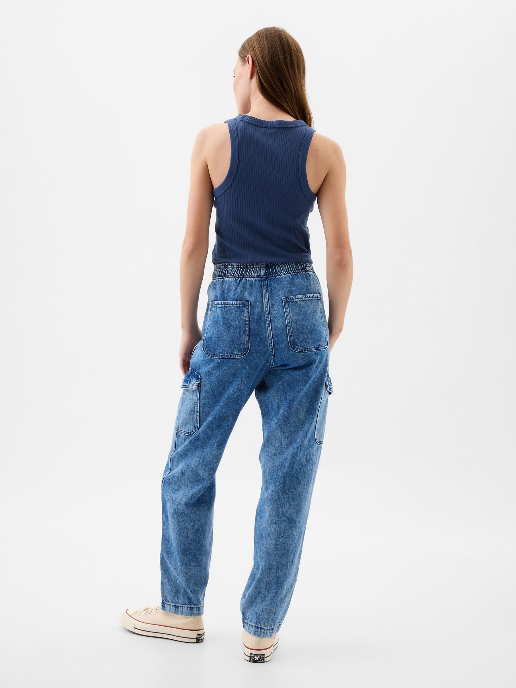 Blue Mid Rise Easy Cargo Jeans - Image 2 of 2