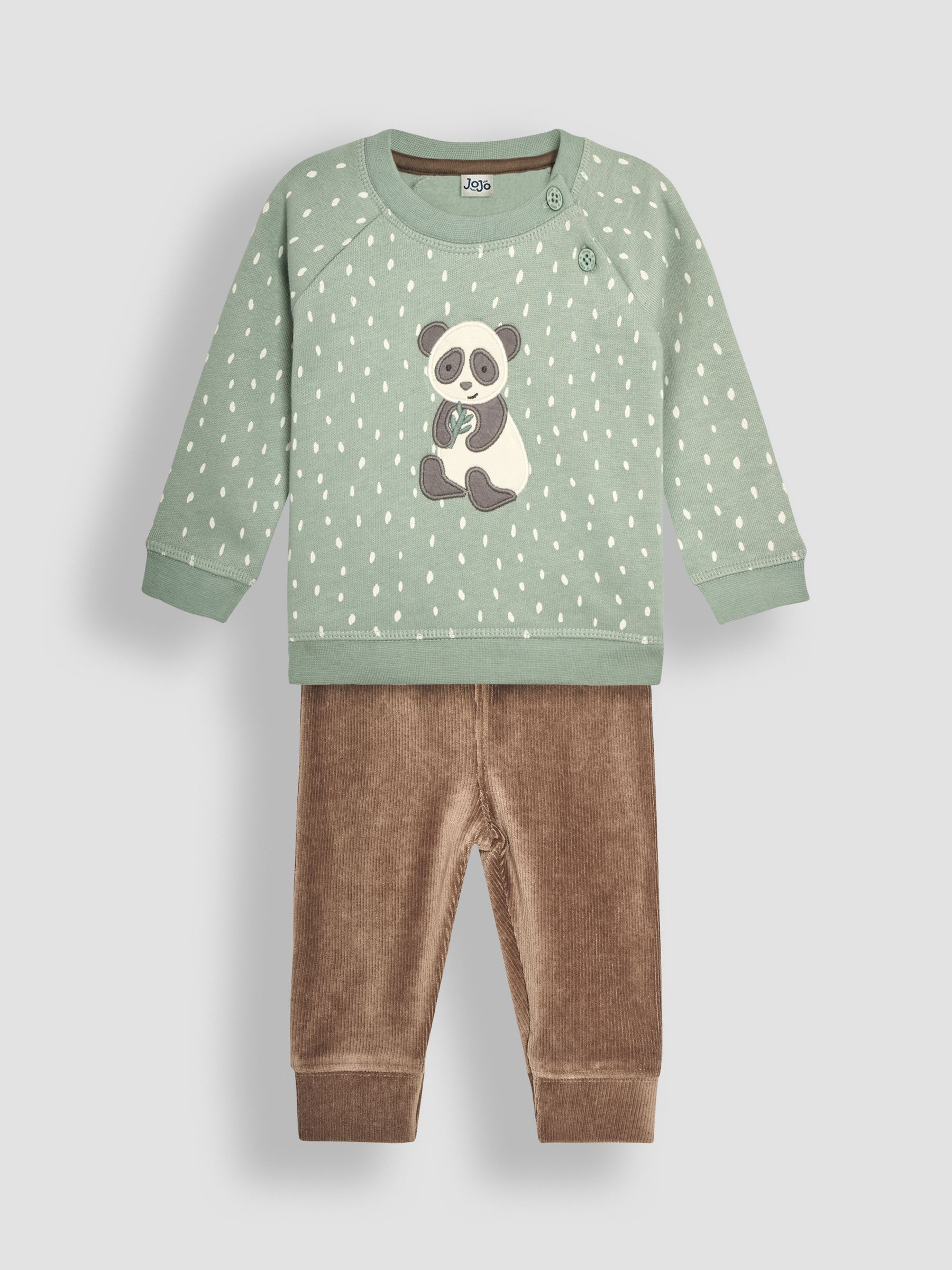 Green Baby Panda Sweatshirt And Cosy Trousers Set - Image 1 of 5