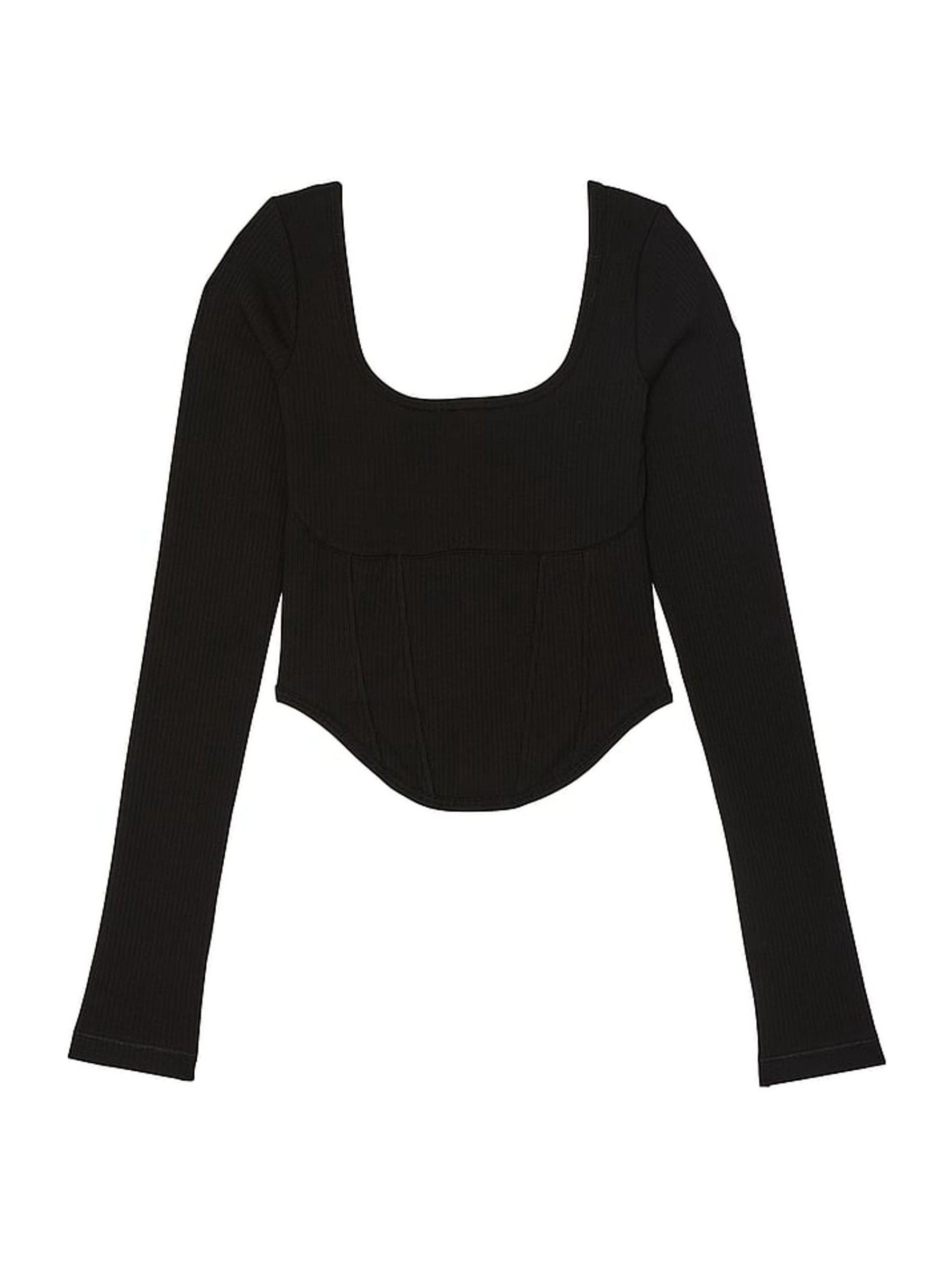 Black Long Sleeve Cotton Corset Top - Image 3 of 3