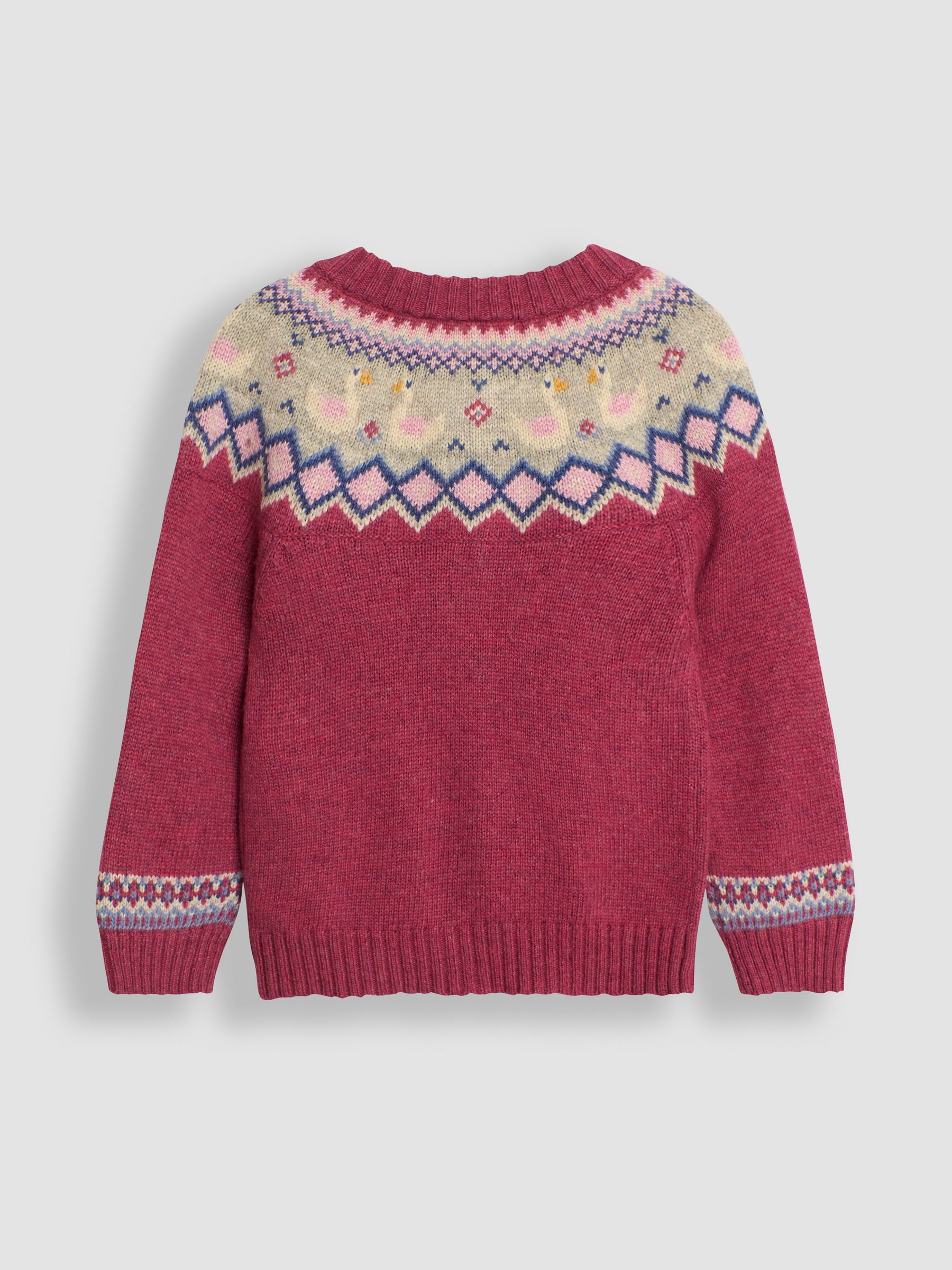 Rose Pink Swan Knit Fair Isle Cardigan - Image 3 of 4