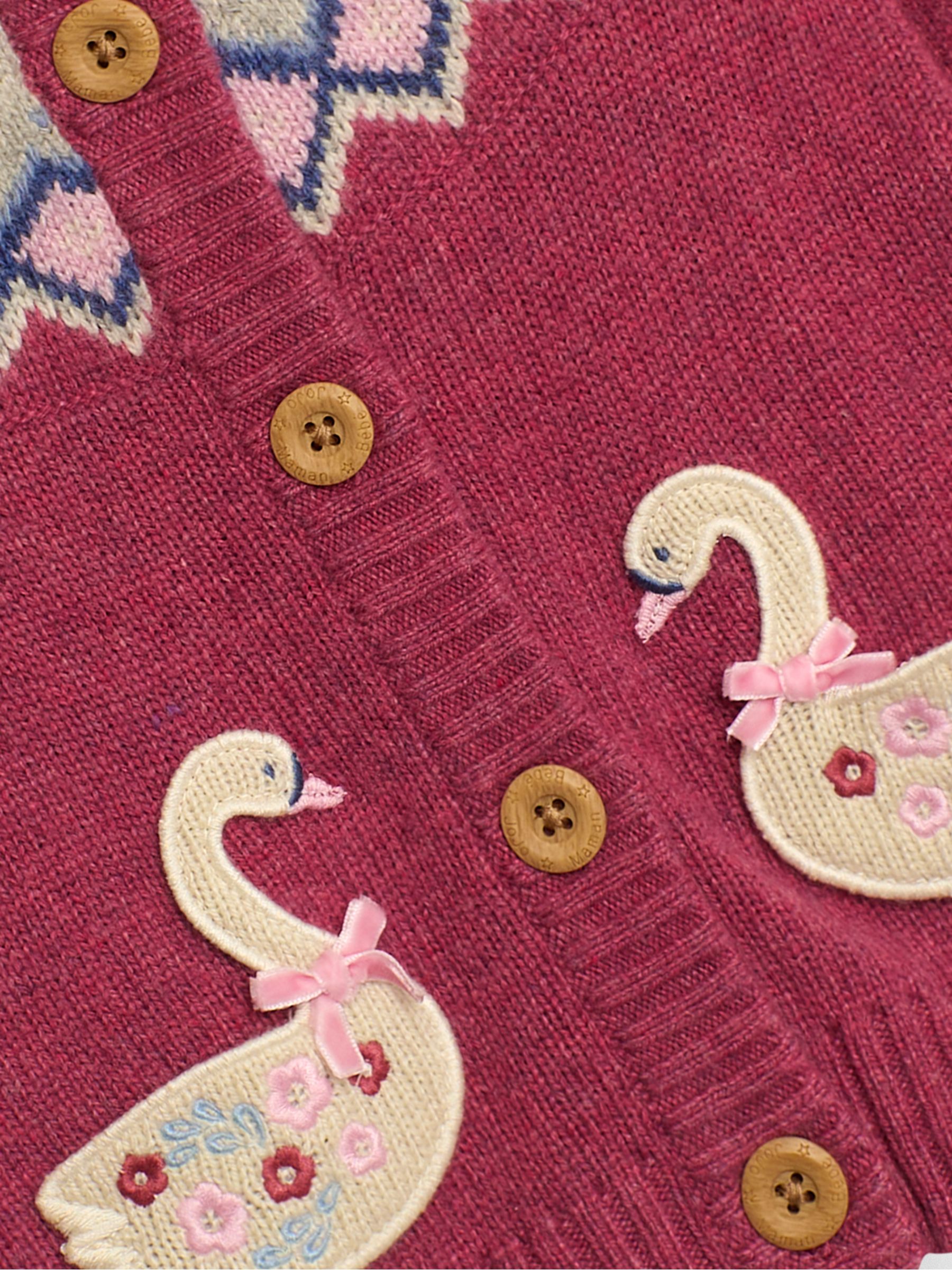 Rose Pink Swan Knit Fair Isle Cardigan - Image 4 of 4