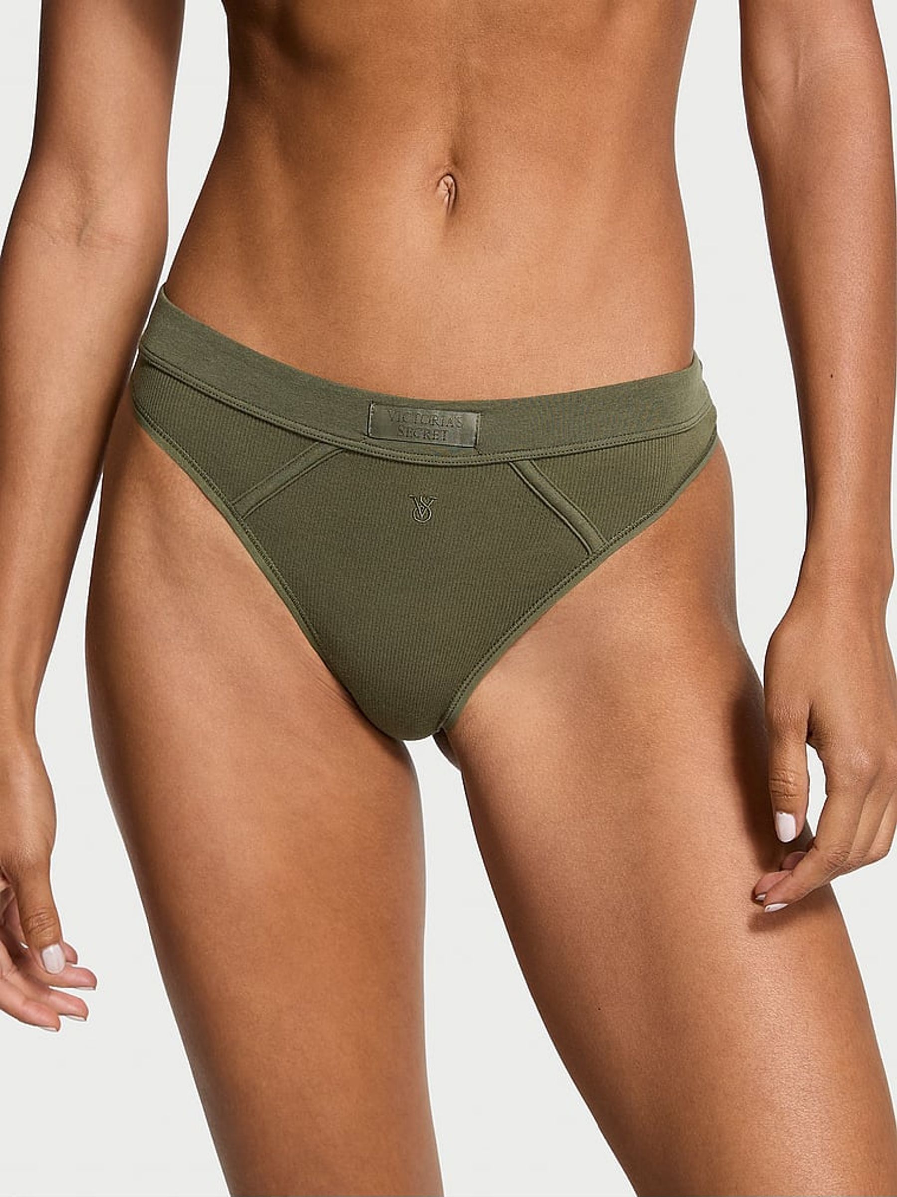 Casual Olive Green Thong Knickers - Image 1 of 3