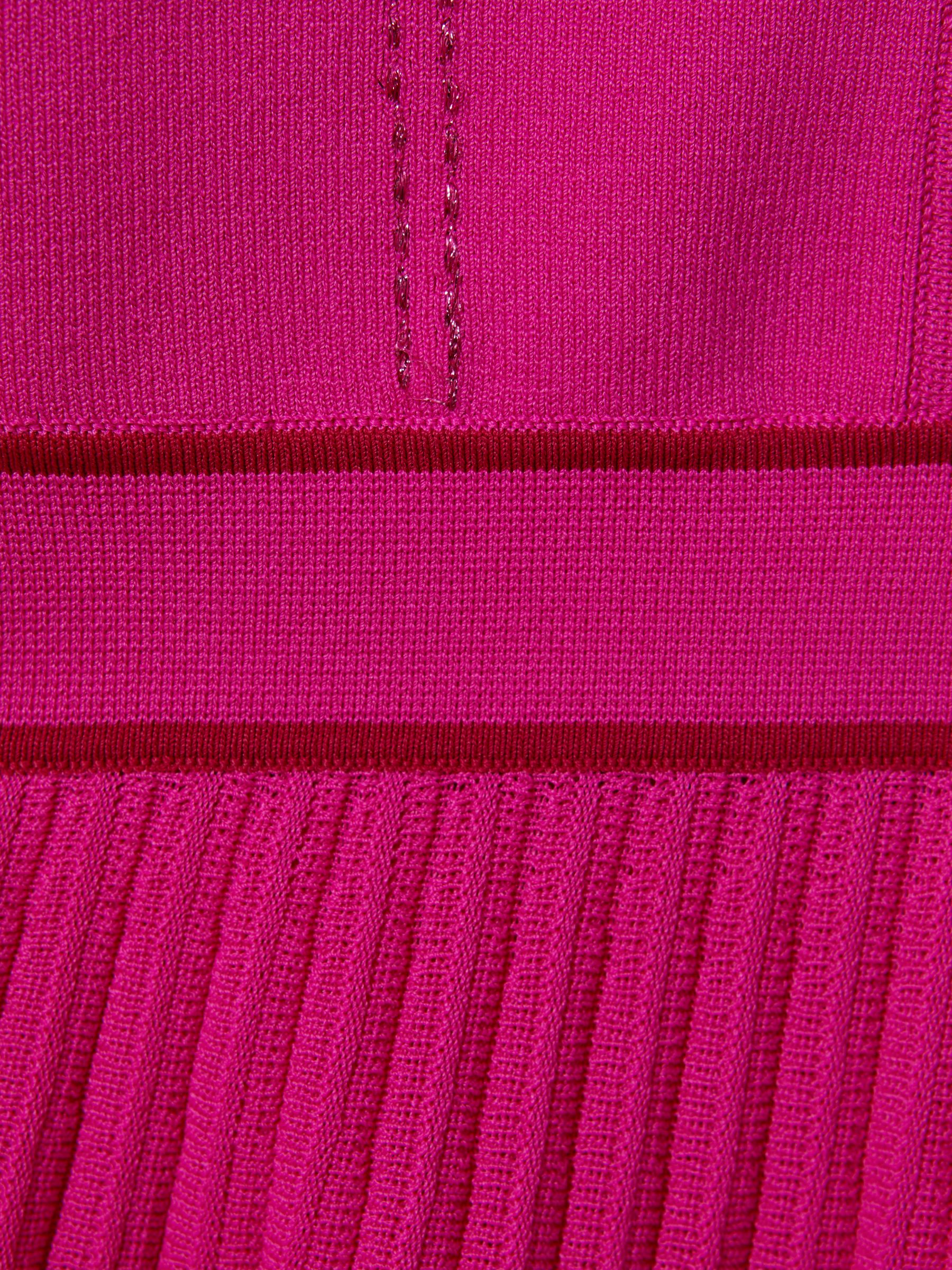 4-9 yrs Knitted Contrast Stitch Dress in Pink - Image 5 of 5
