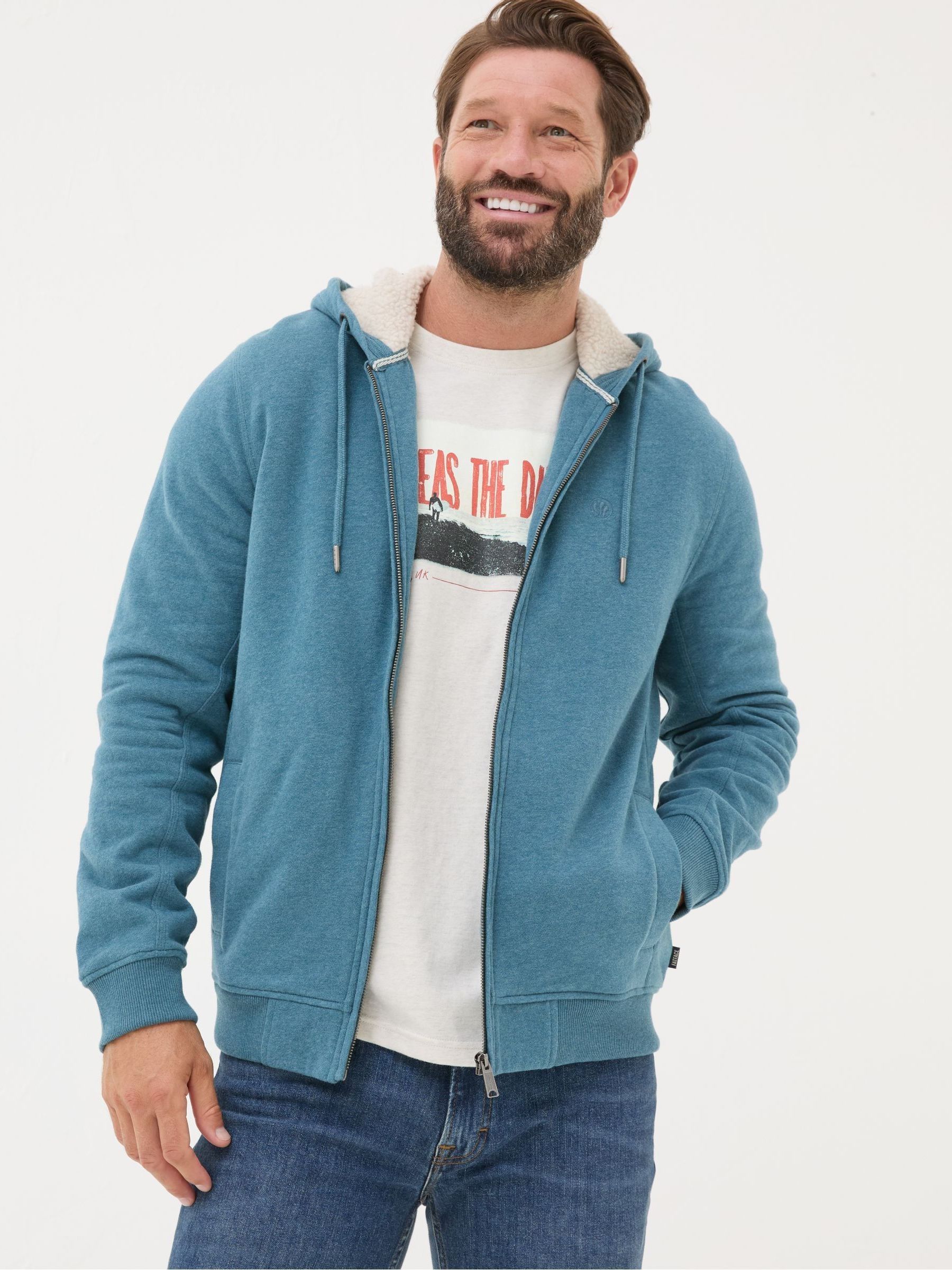 Brooke Teal Blue Hoodies - Image 1 of 5