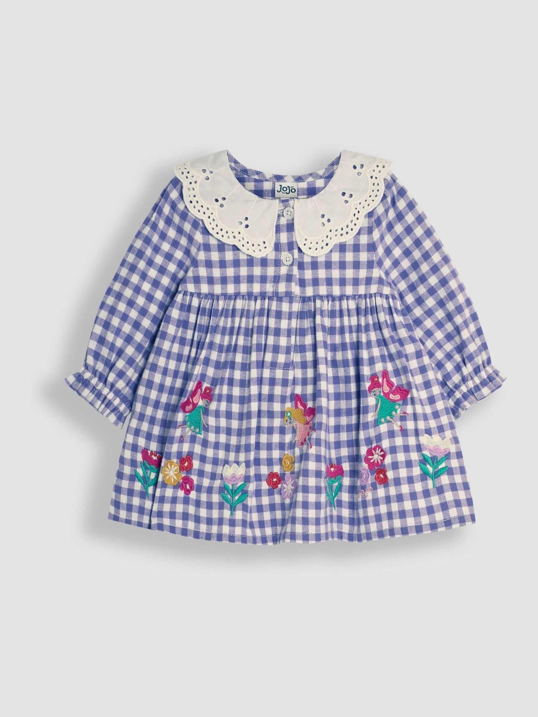 Lilac Purple Fairy Applique Gingham Baby Dress & Tights Set - Image 5 of 8