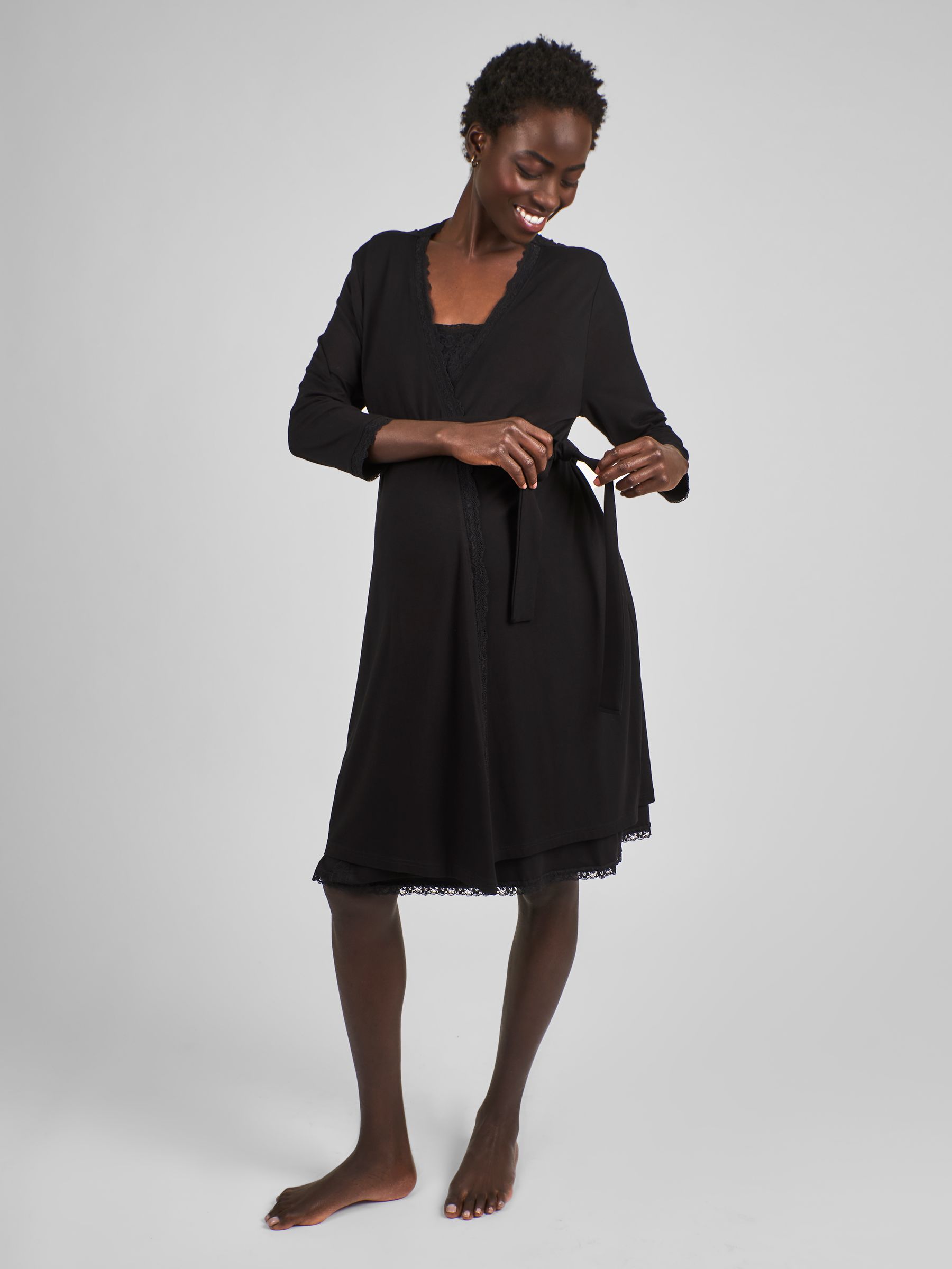 Black Maternity Lace Robe - Image 1 of 5