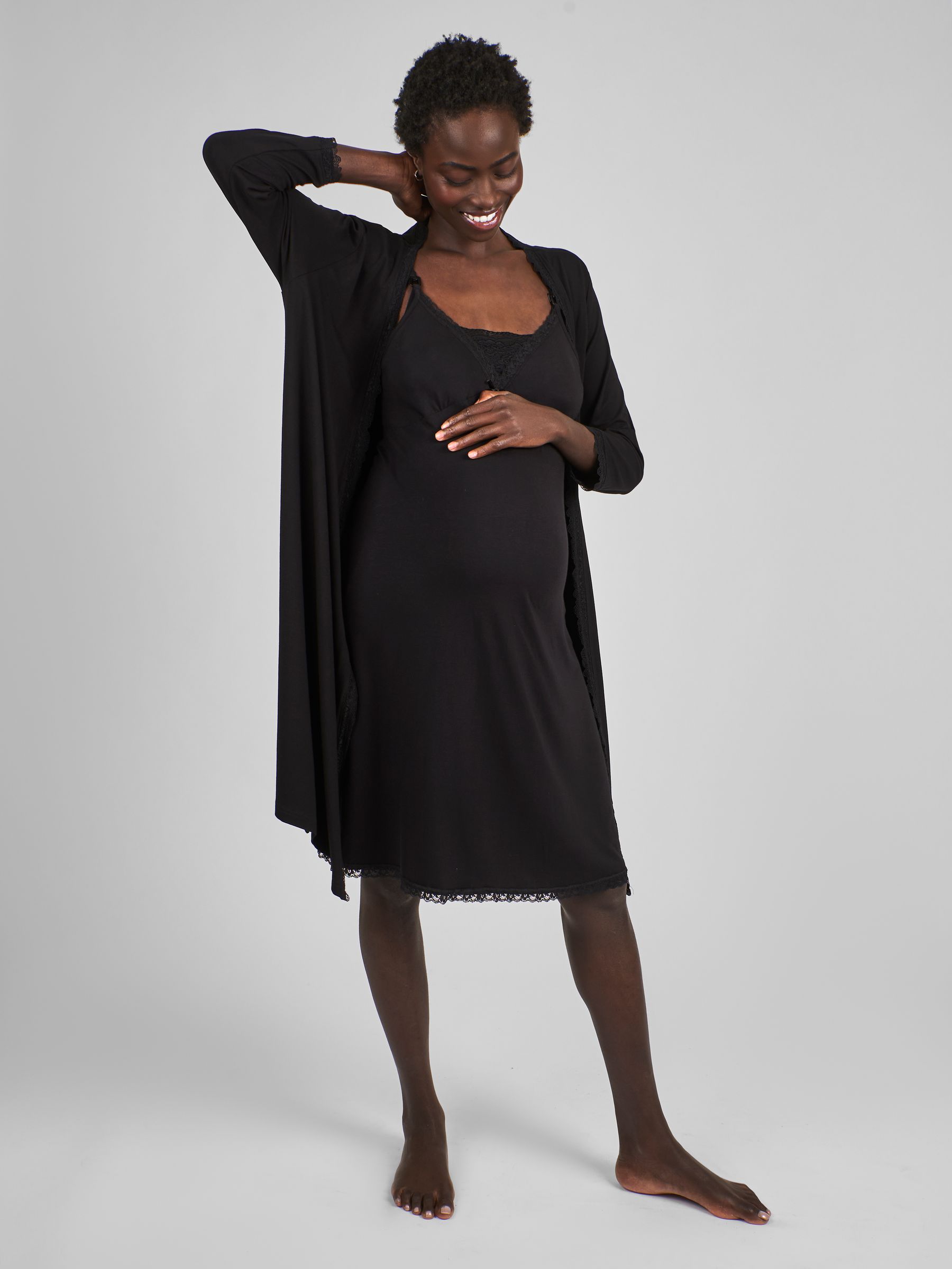 Black Maternity Lace Robe - Image 3 of 5