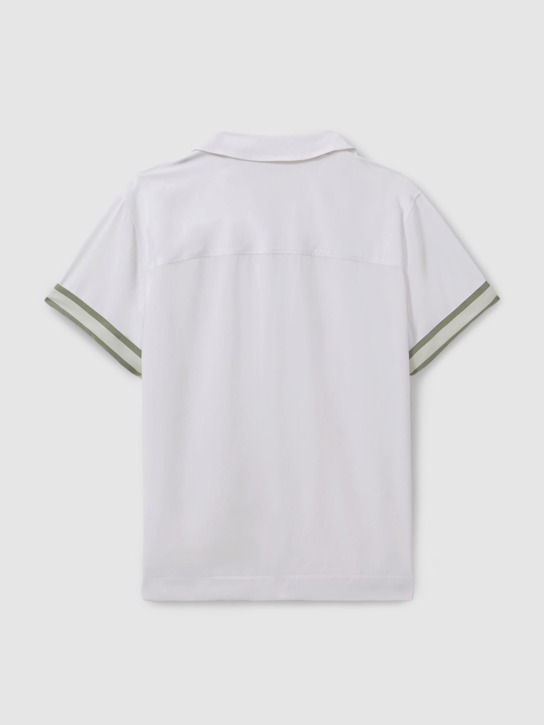 Reiss | Ché Cuff Detail Cuban Collar Shirt in White - Image 3 of 5
