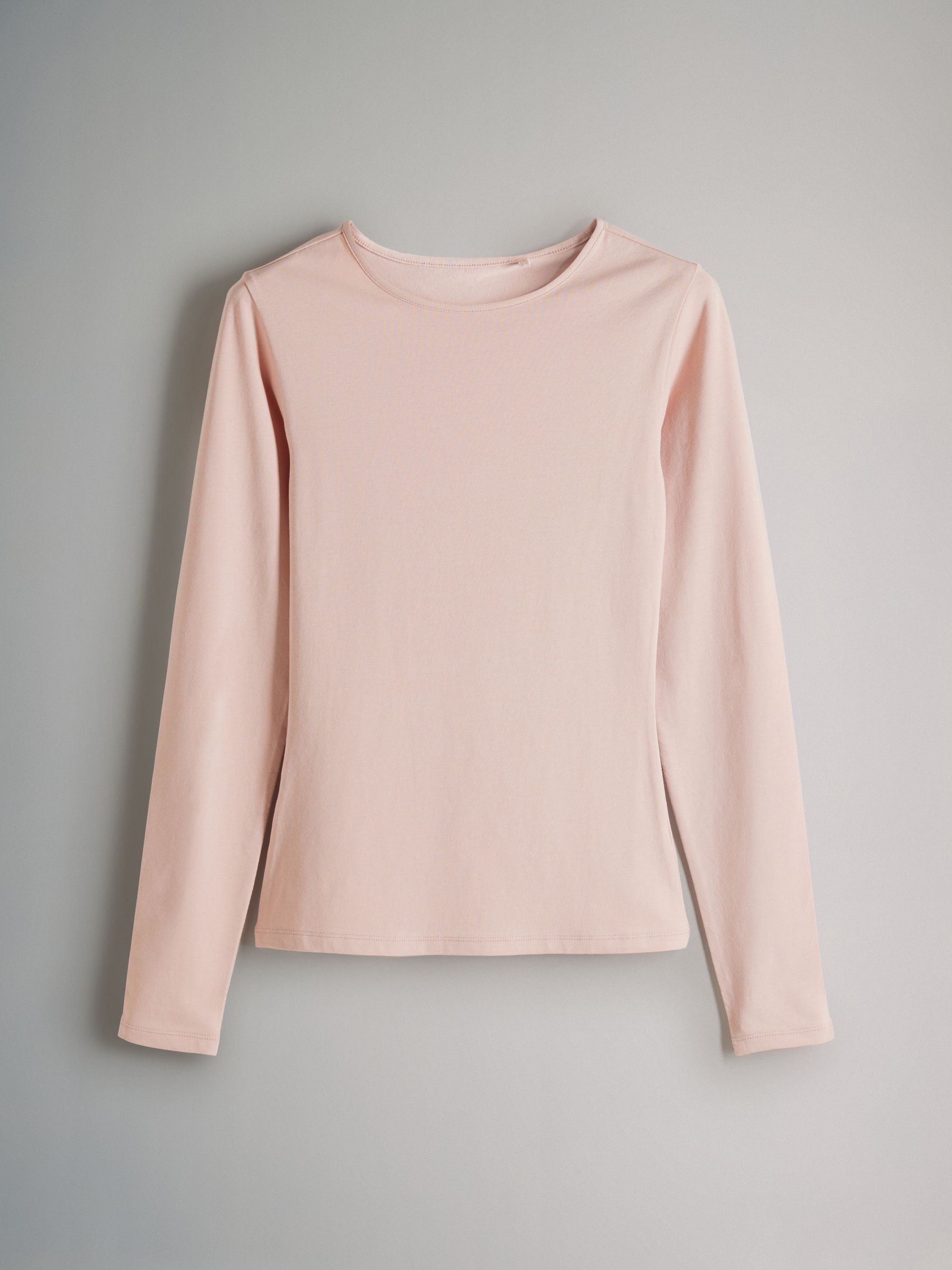 Light Grey/Light Pink/Slate Grey/Cream/Mauve Pink - 5 Pack Long Sleeve Crew Neck T-Shirts - Image 8 of 13