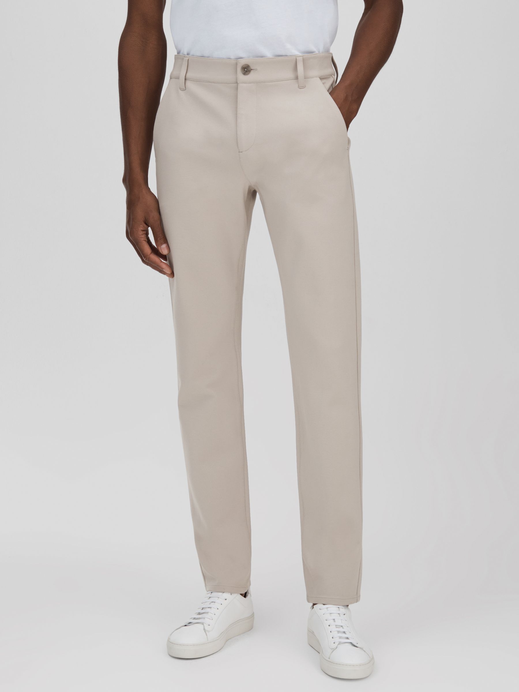 Paige Tapered Stretch Trousers in Oyster - Image 1 of 6
