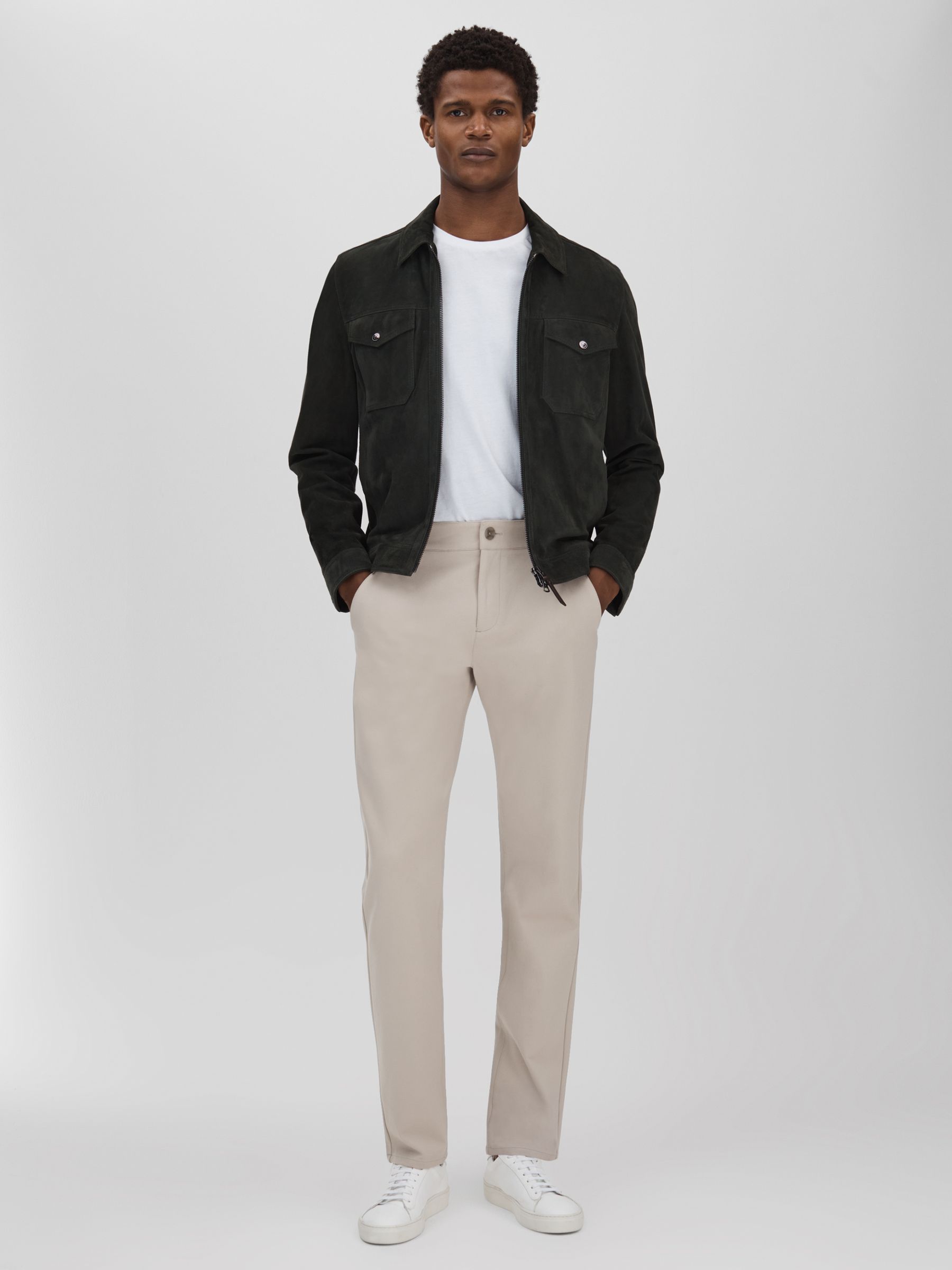 Paige Tapered Stretch Trousers in Oyster - Image 3 of 6
