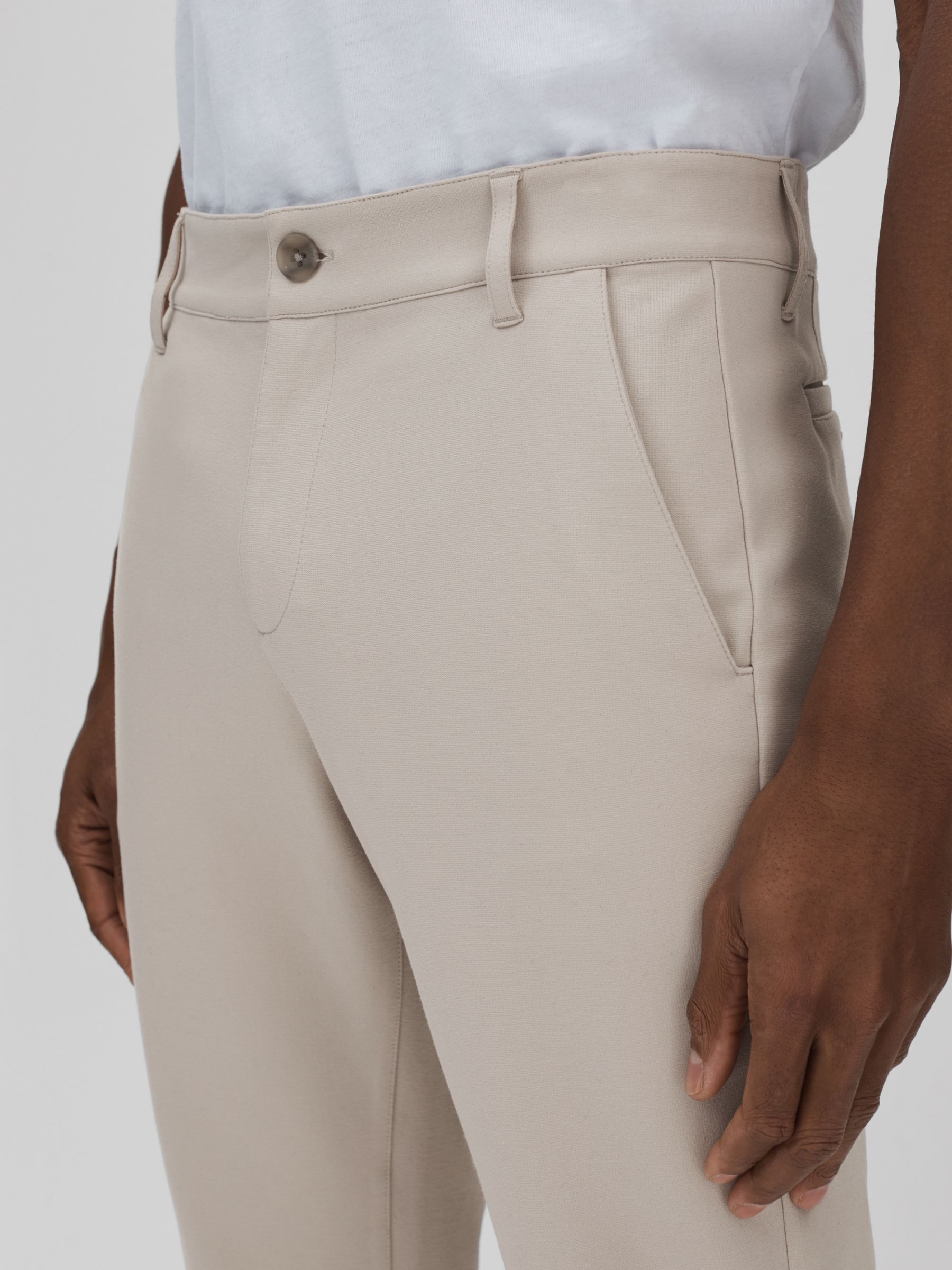 Paige Tapered Stretch Trousers in Oyster - Image 4 of 6