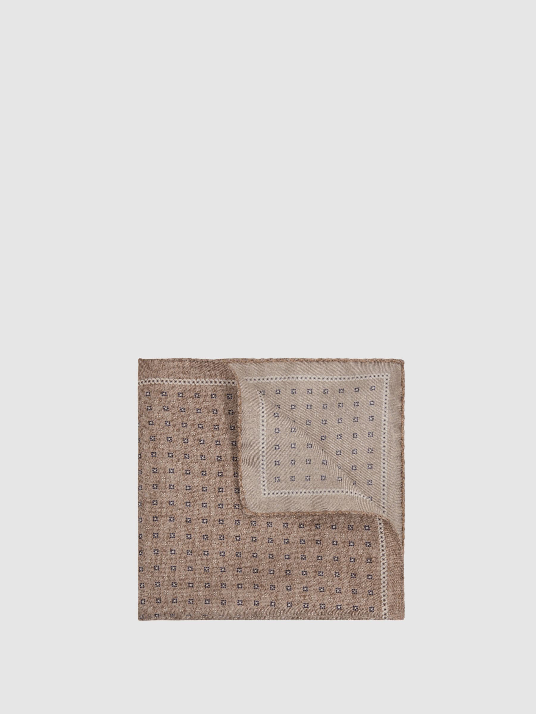 Reversible Silk Pocket Square in Oatmeal - Image 1 of 5