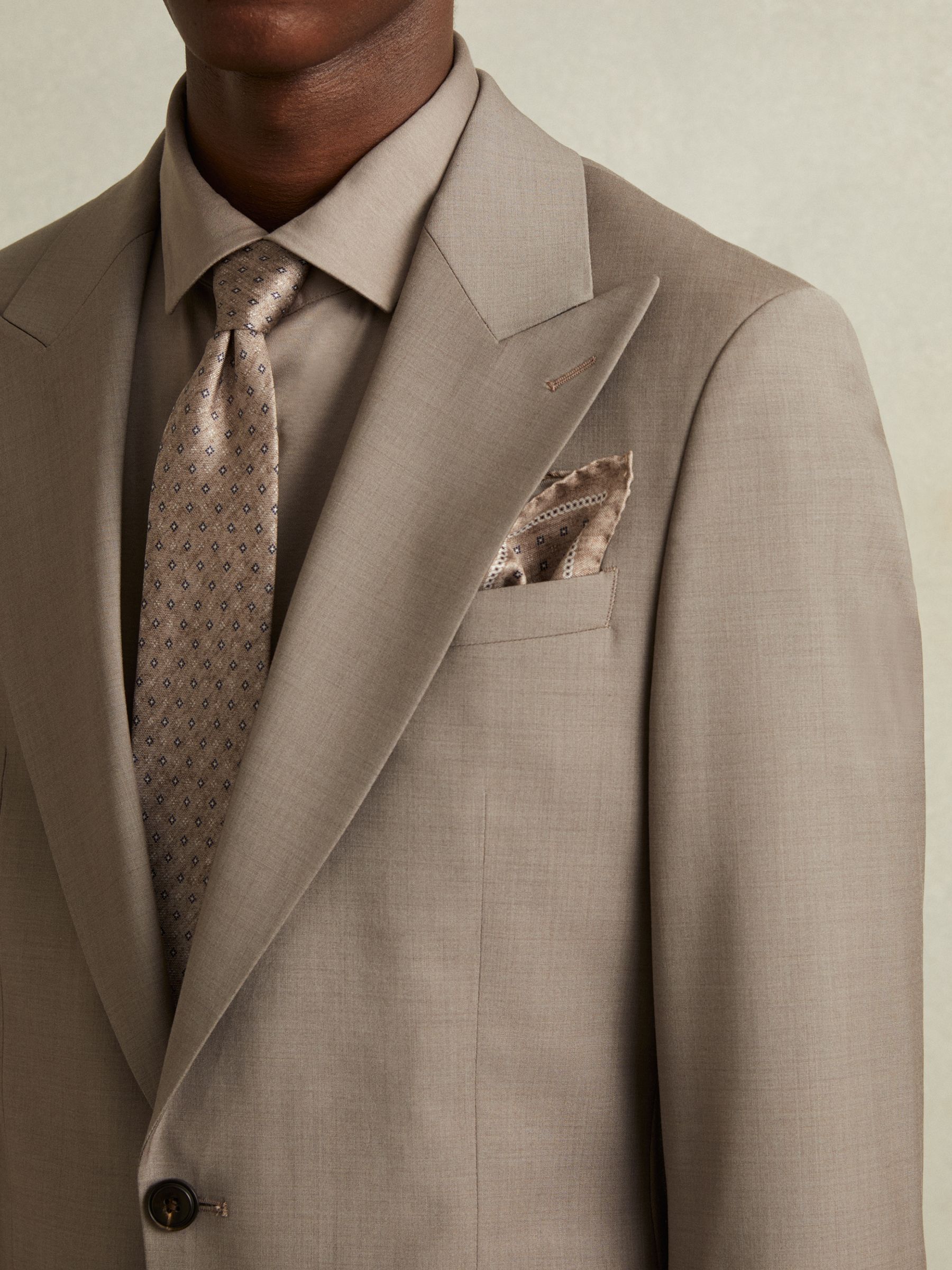 Reversible Silk Pocket Square in Oatmeal - Image 2 of 5