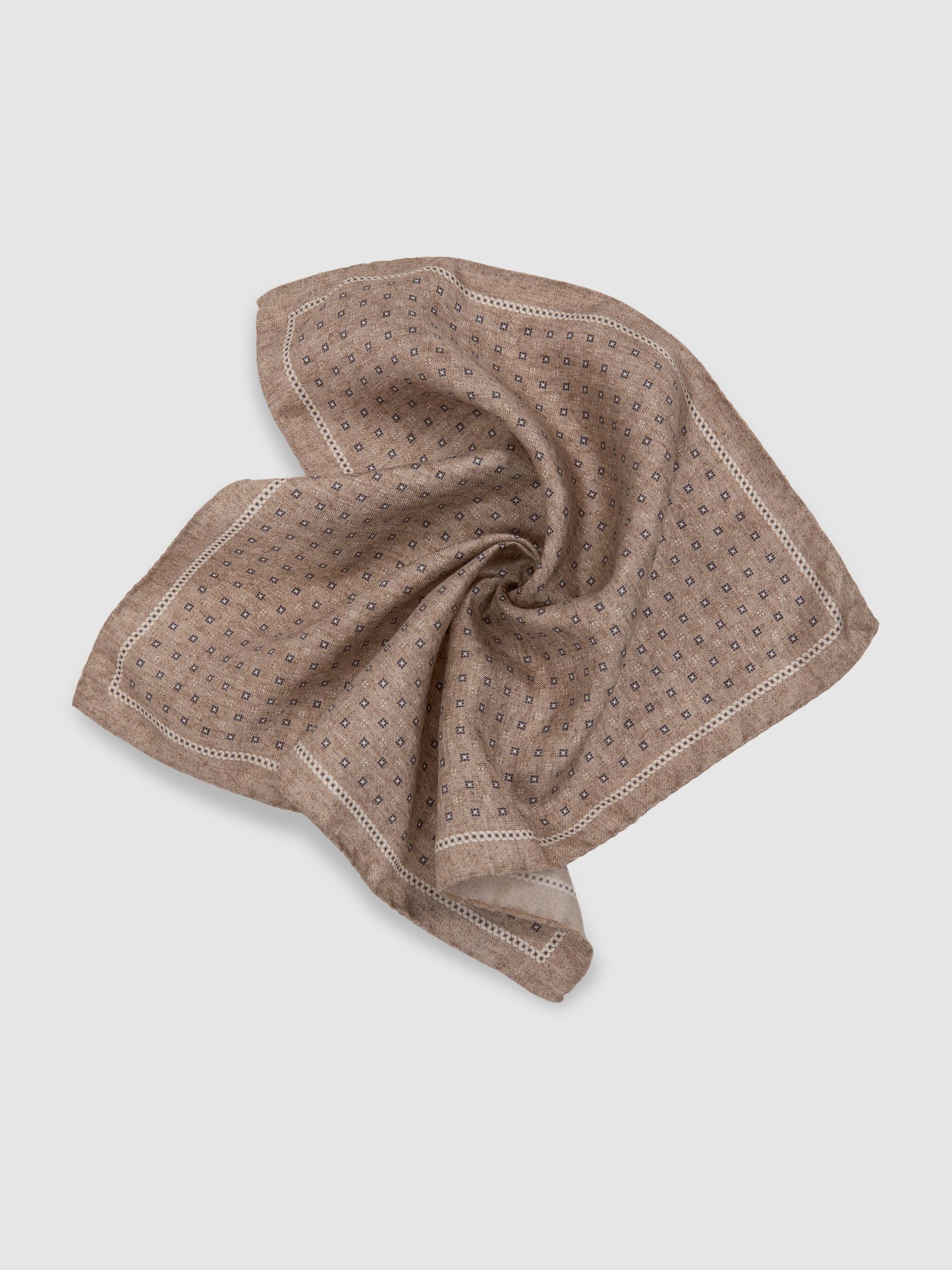 Reversible Silk Pocket Square in Oatmeal - Image 3 of 5