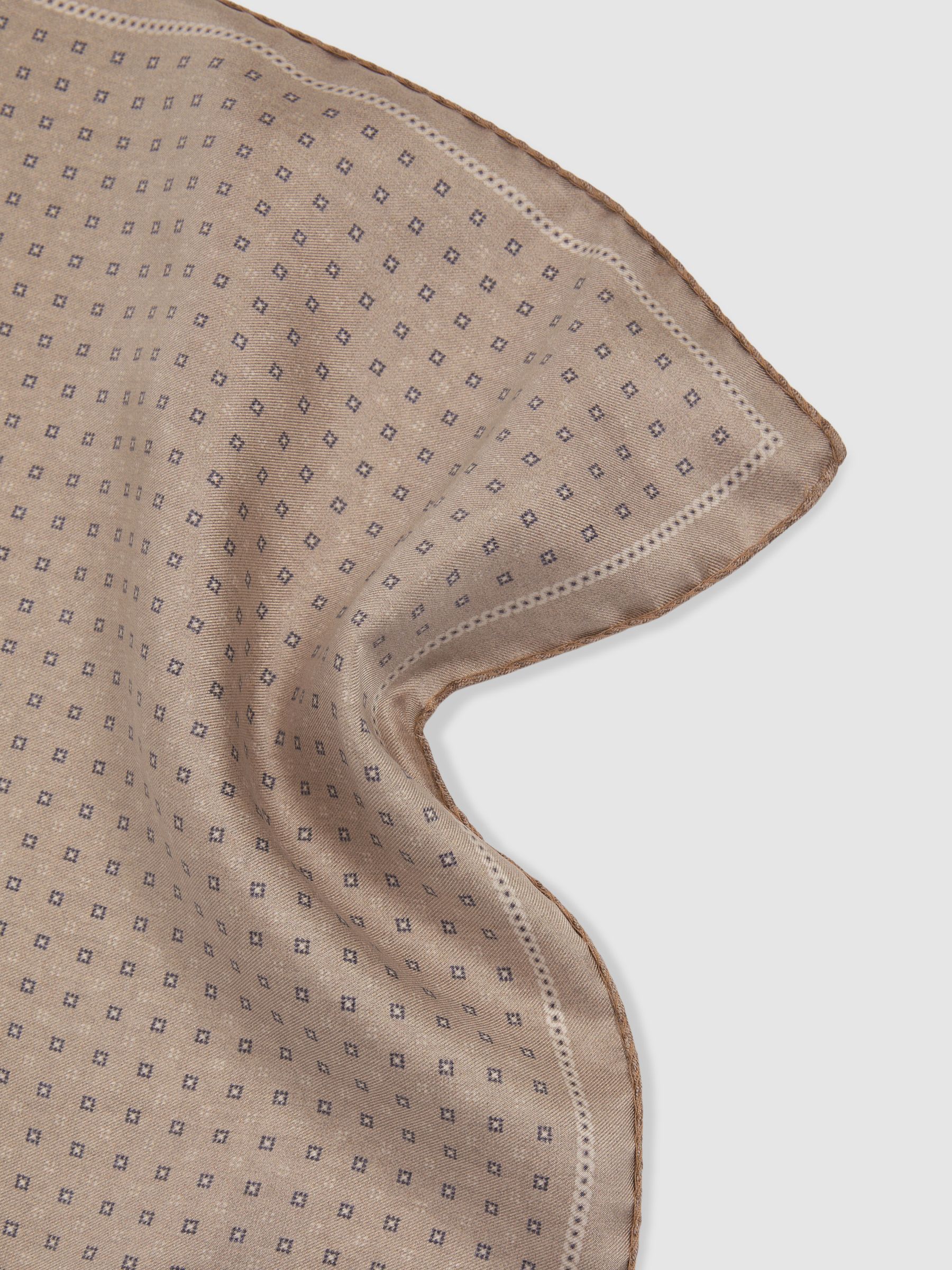 Reversible Silk Pocket Square in Oatmeal - Image 4 of 5
