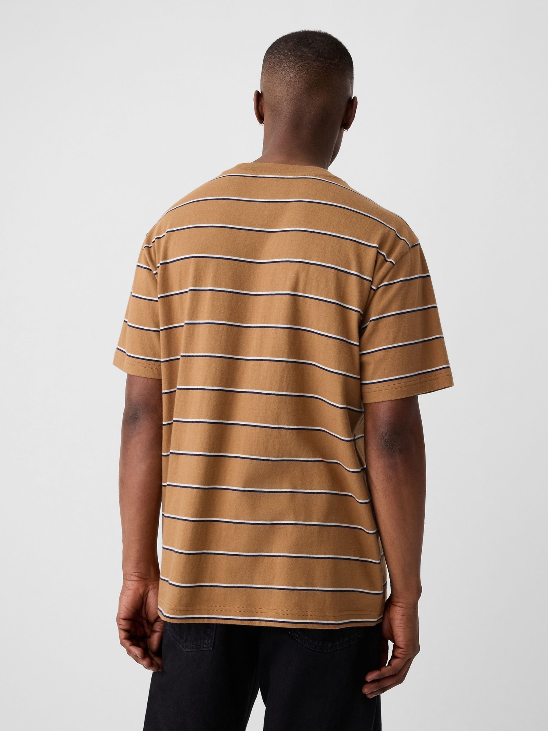 Brown Stripe Original Pocket Short Sleeve Crew Neck T-Shirt - Image 2 of 4