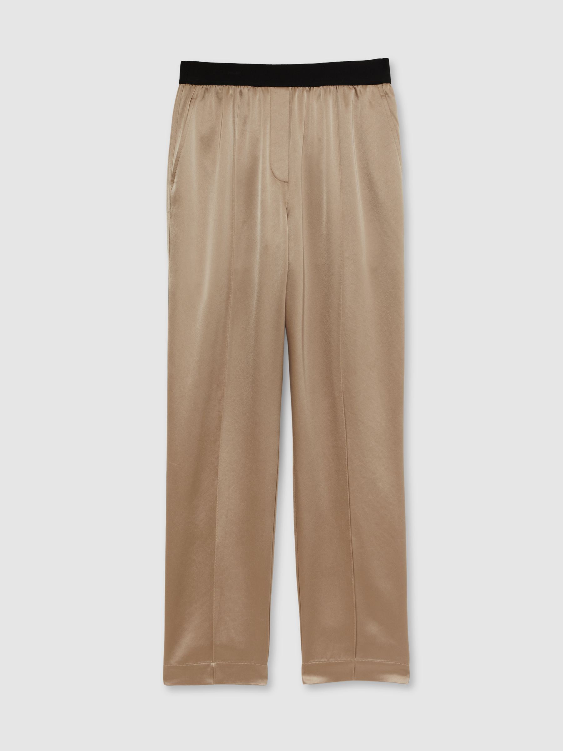 Elea Champagne Satin Elasticated Tapered Trousers - Image 2 of 6