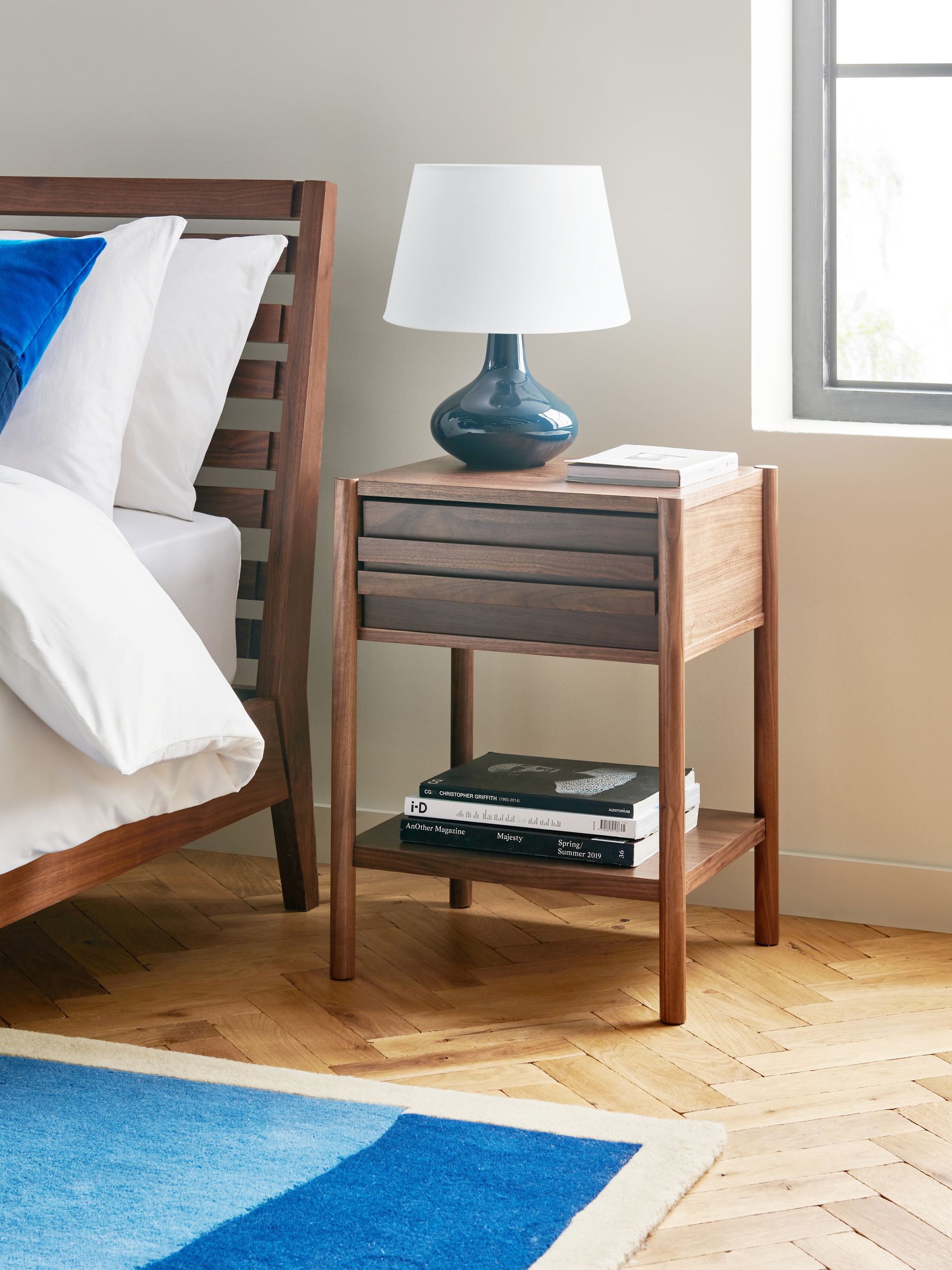 Jasper Conran London Brown 1 Drawer Belgrave Walnut 2 Drawer Bedside - Image 1 of 9